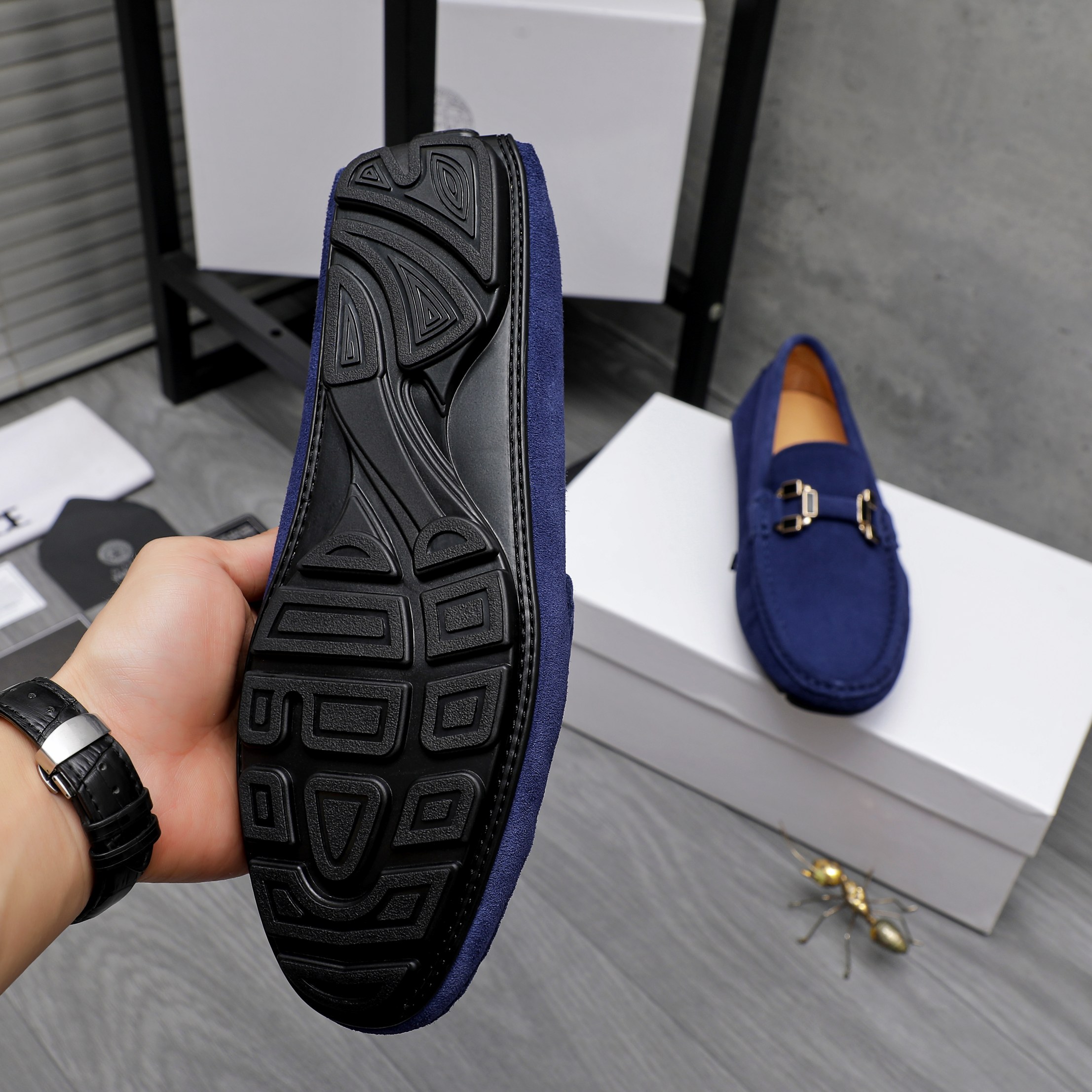 Versace Men's Suede Leather Slip-On Loafers, Casual Style Dress Shoes 9 a1742452422383 7002