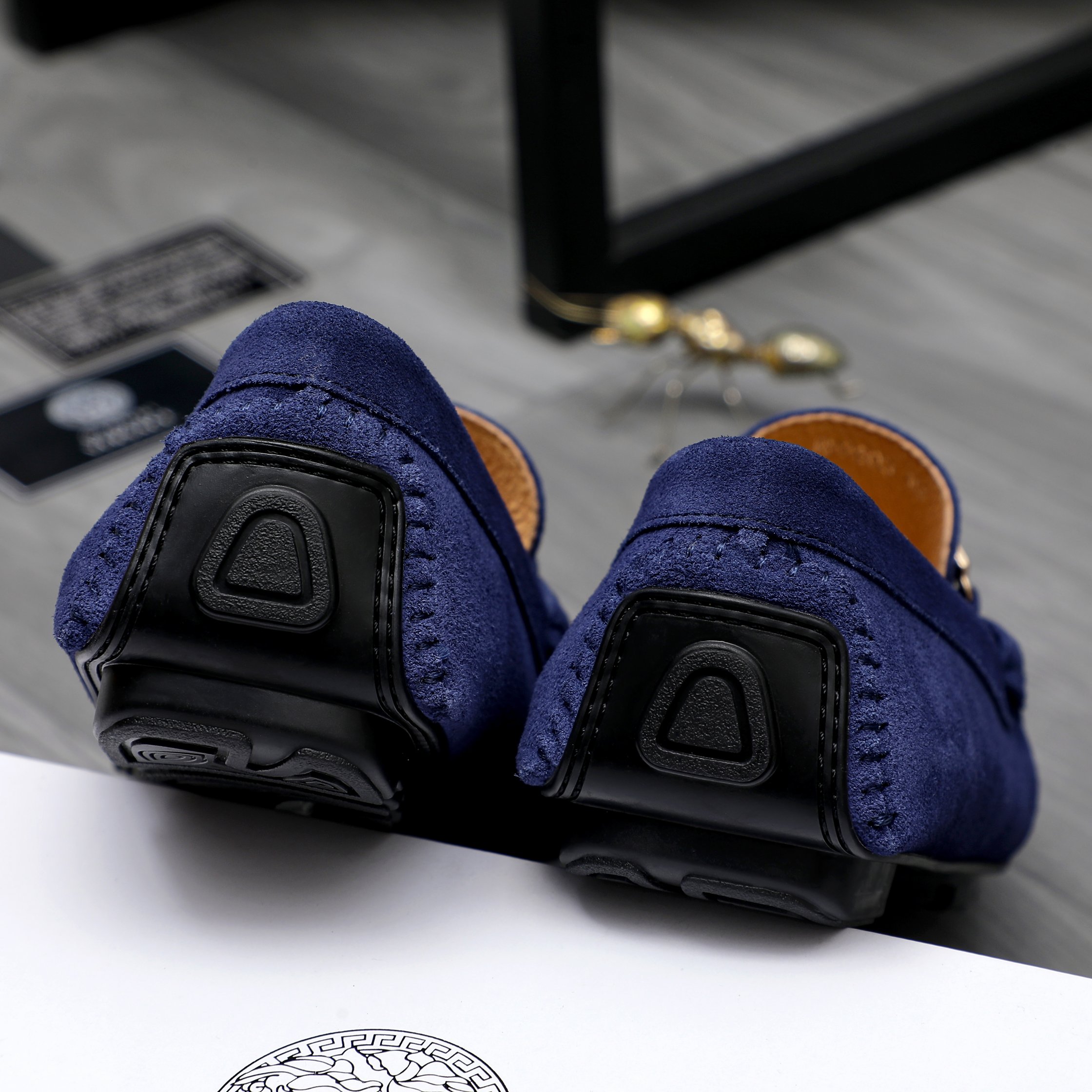 Versace Men's Suede Leather Slip-On Loafers, Casual Style Dress Shoes 11 a1742452422388 8060