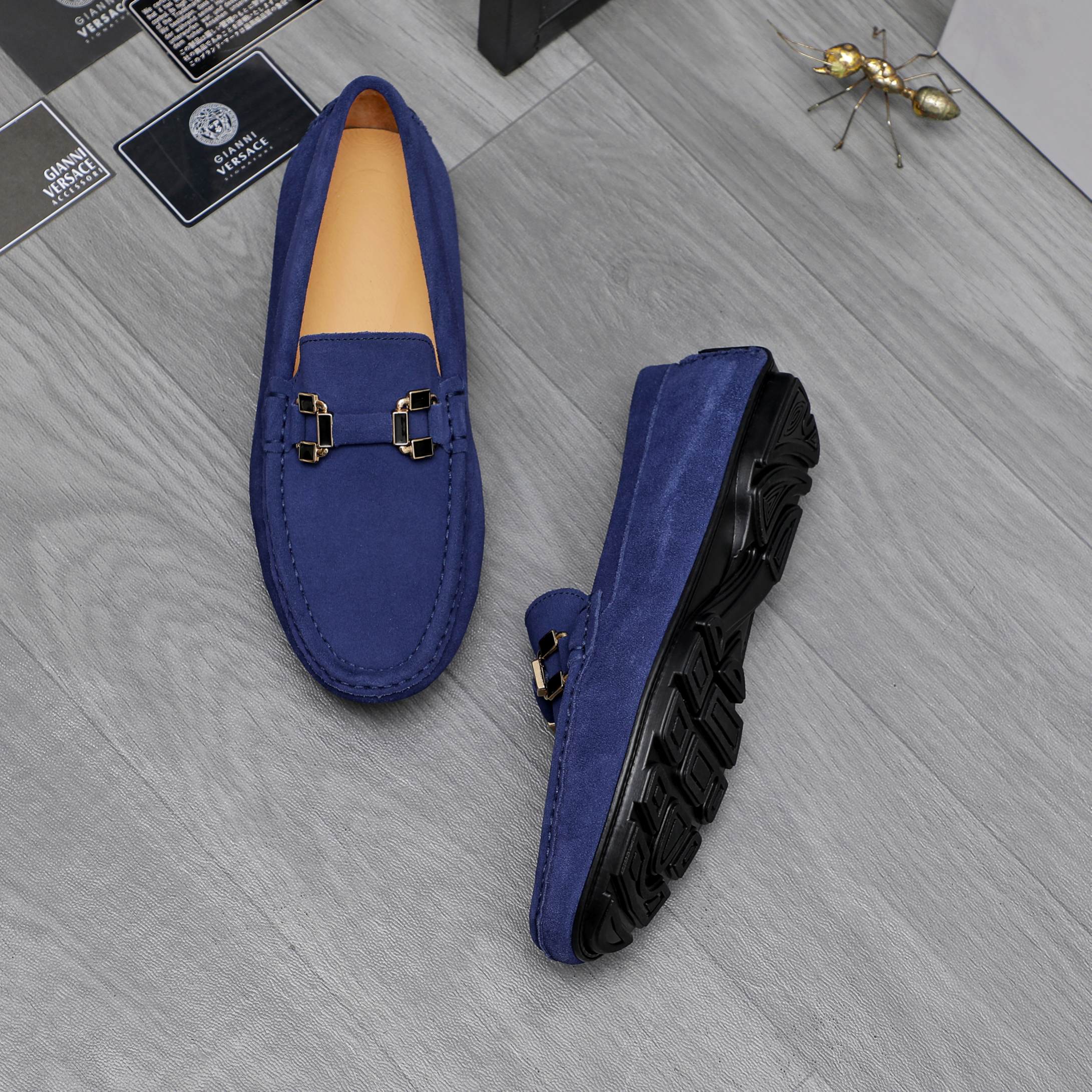 Versace Men's Suede Leather Slip-On Loafers, Casual Style Dress Shoes 5 a1742452422910 5274