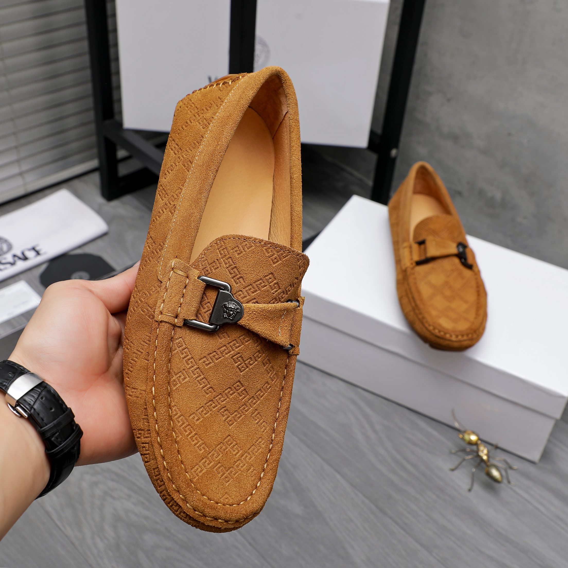 Versace Men's Suede Loafers: Stylish Slip-Ons in Multiple Colors 6 a1742452581833 1707