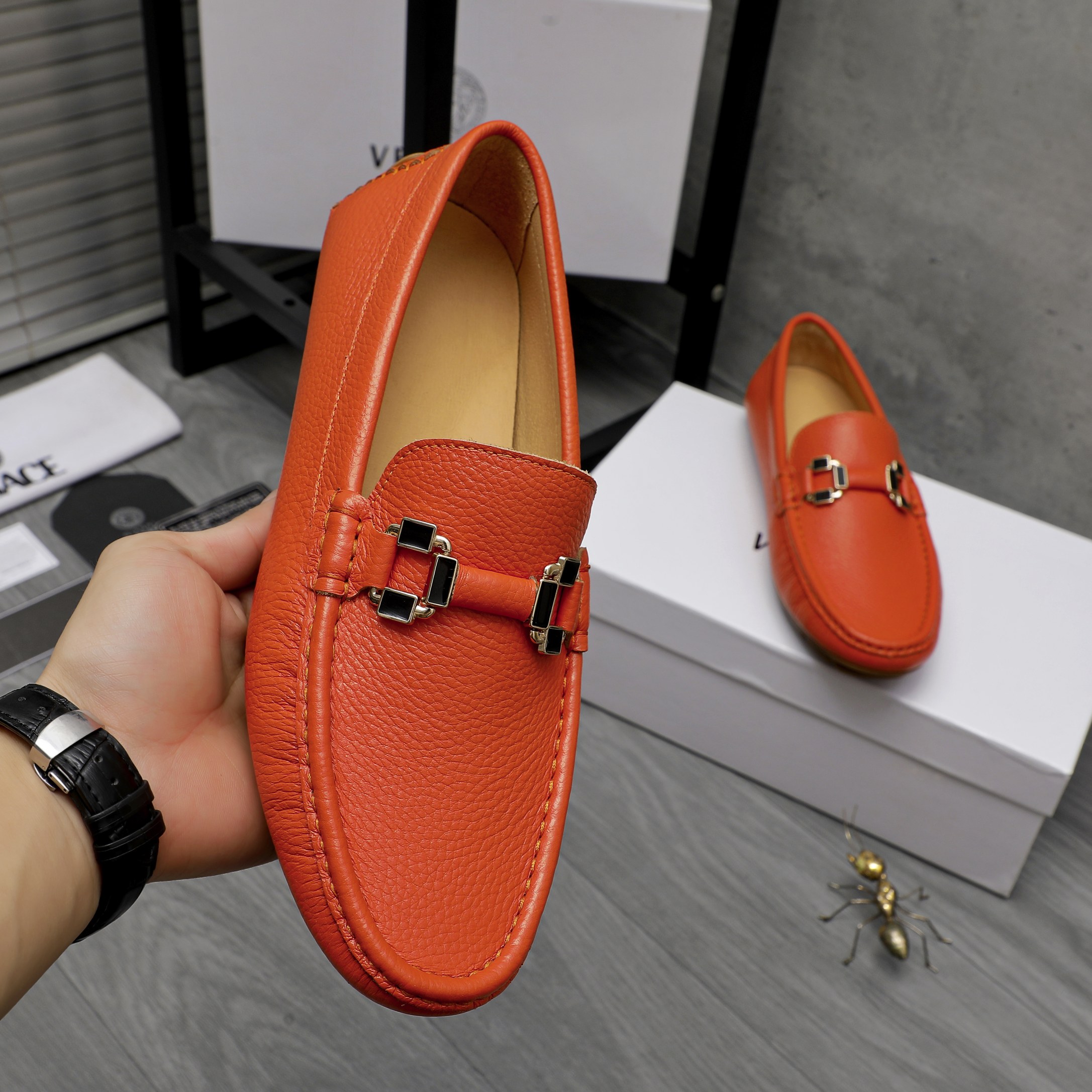 Versace Men's Leather Loafers Slip-on Casual Shoes 6 a1742453123752 0180