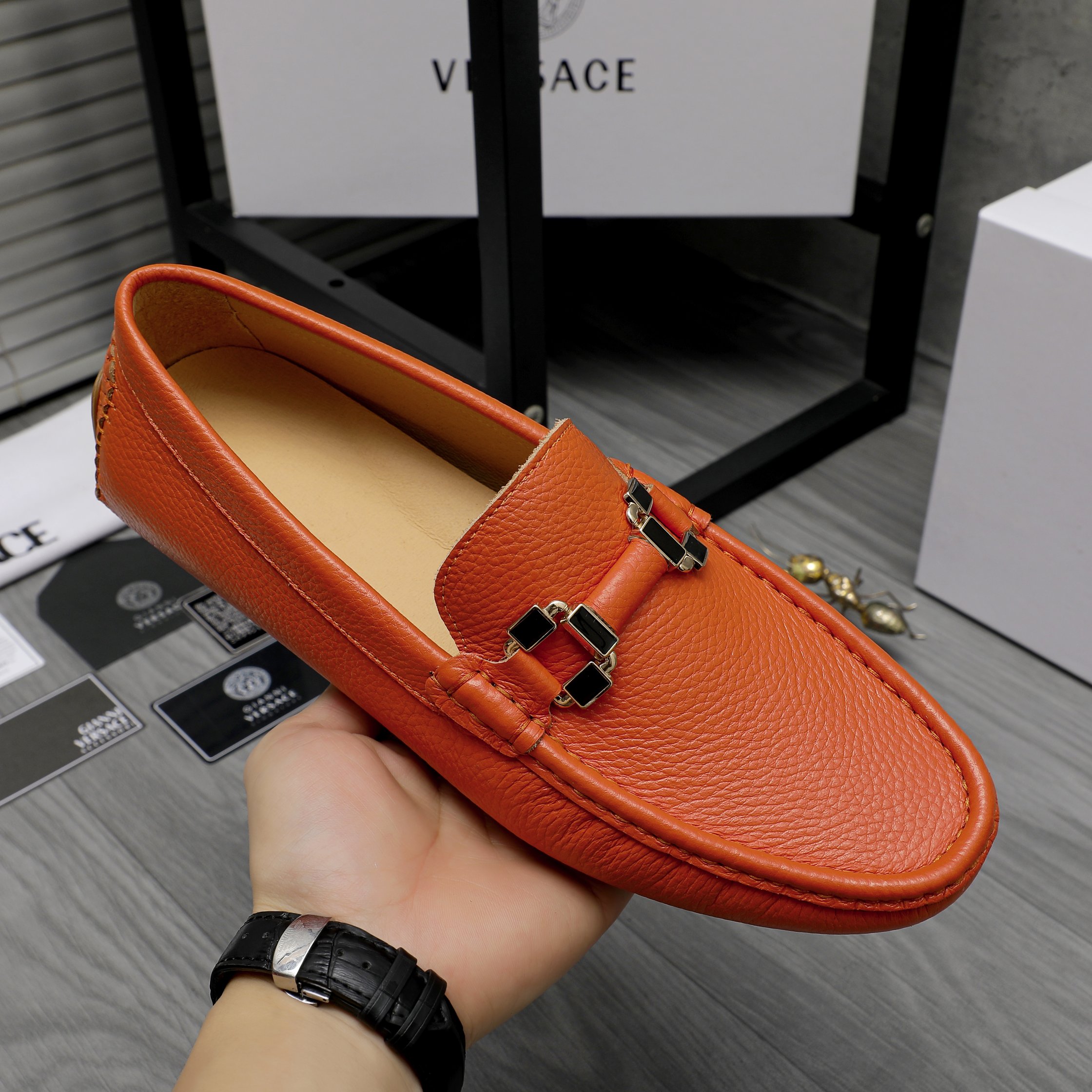 Versace Men's Leather Loafers Slip-on Casual Shoes 8 a1742453126041 5563