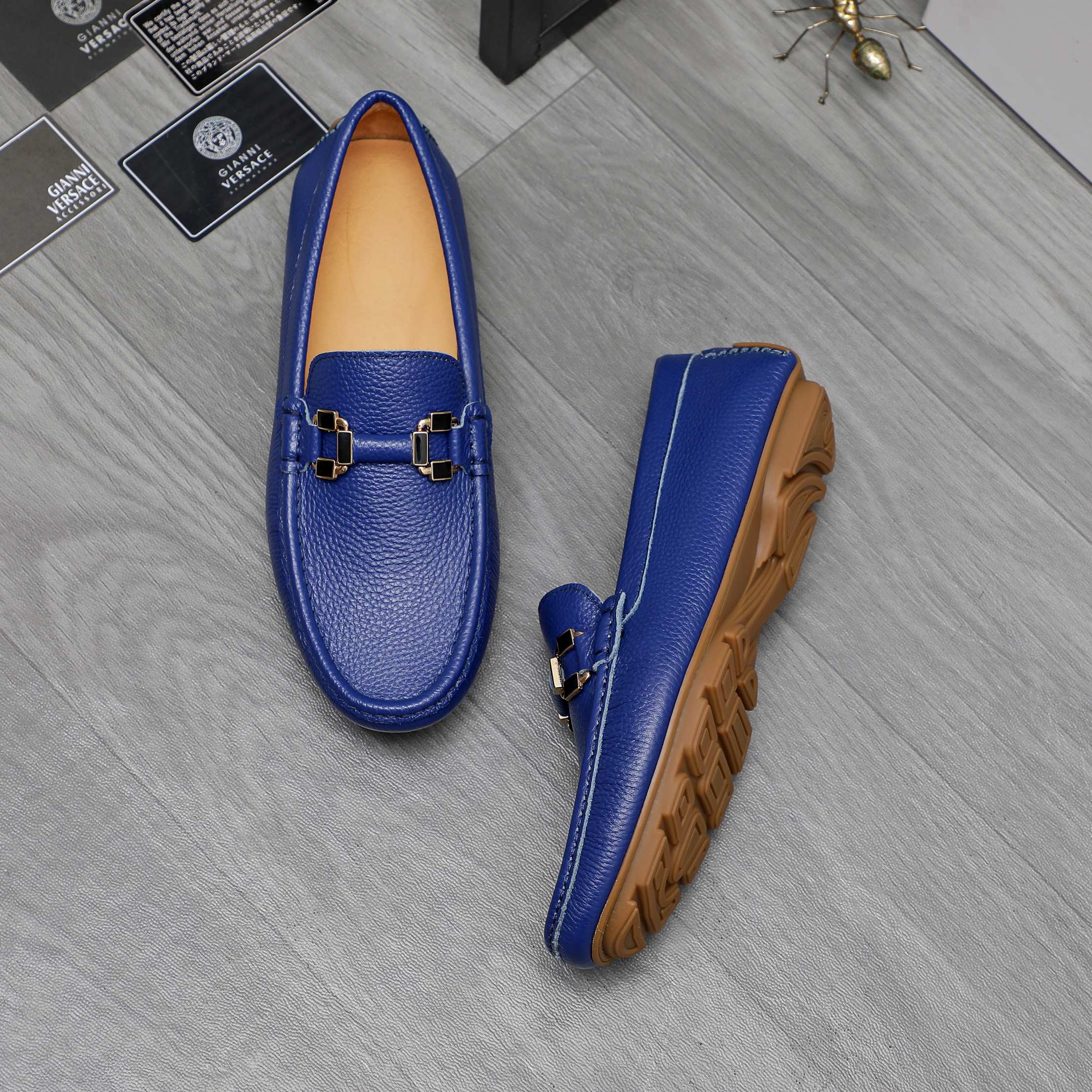 Versace Men's Leather Loafers Casual Slip-ons, Sizes 38-44 5 a1742453351506 3638