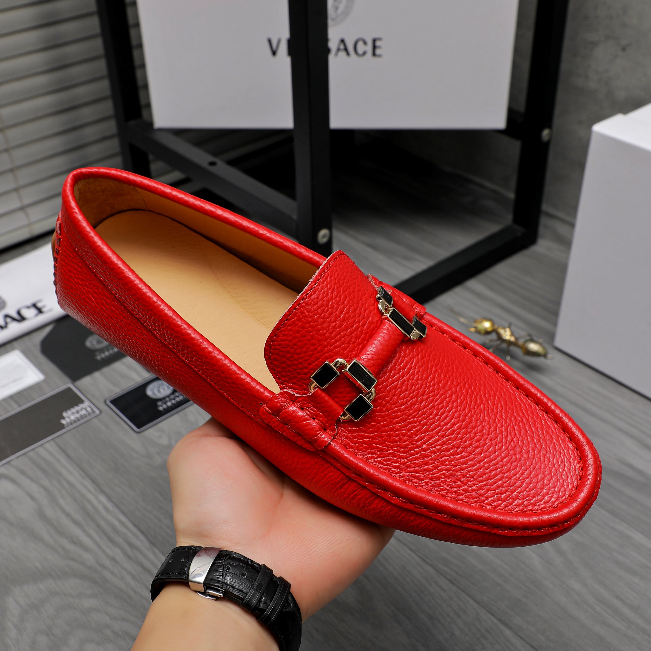 Versace Men's Leather Loafers: Stylish Slip-Ons in Multiple Colors 8 a1742453498362 8850