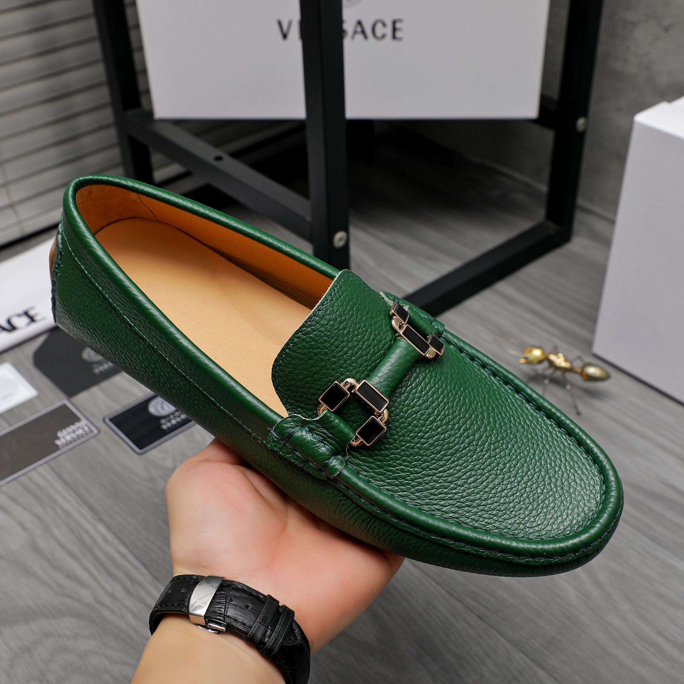 Versace Men's Leather Loafers Casual Slip-On Shoes 8 a1742453703628 7517