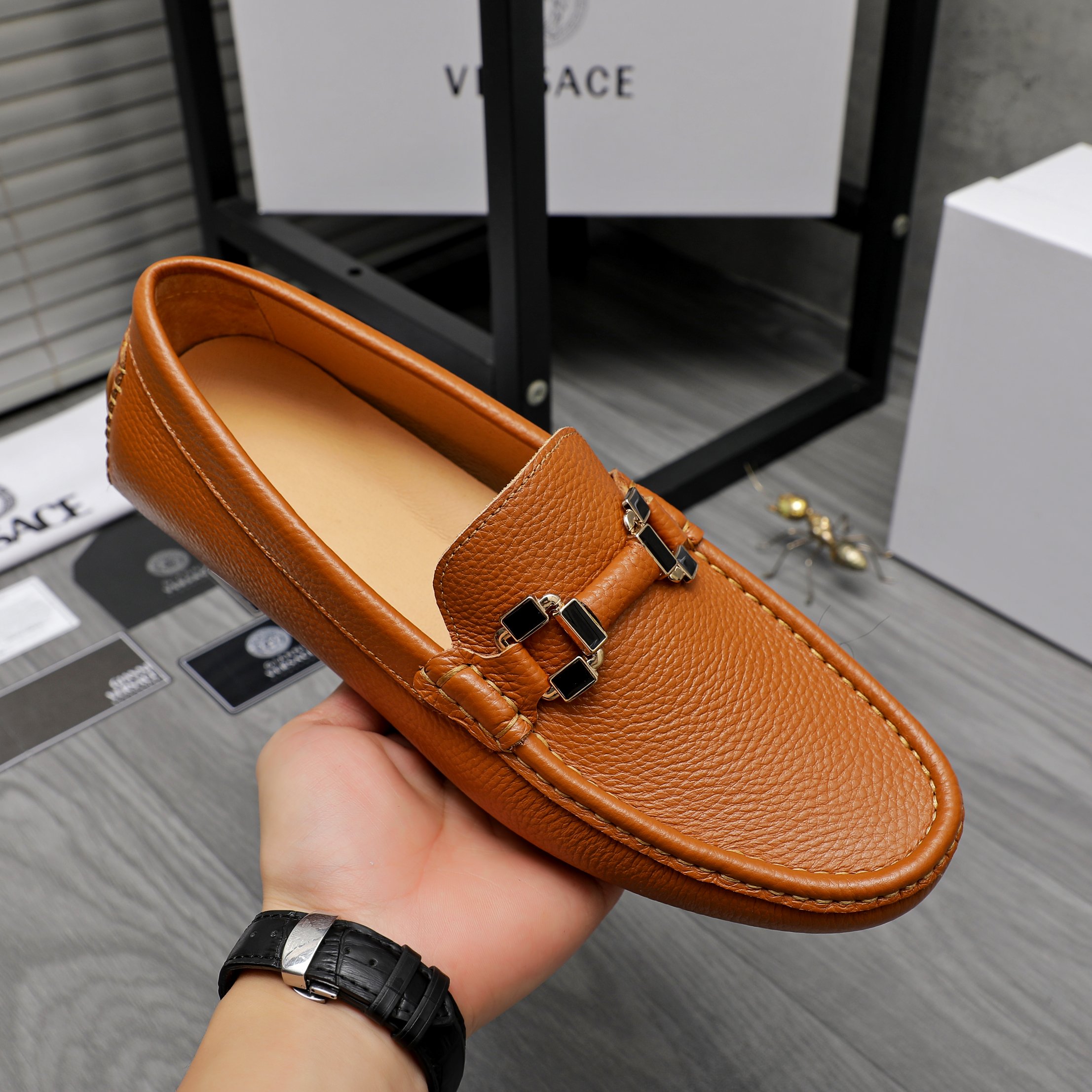 Versace Men's Leather Loafers - Stylish Slip-Ons in Multiple Colors & Sizes 8 a1742453852434 8653