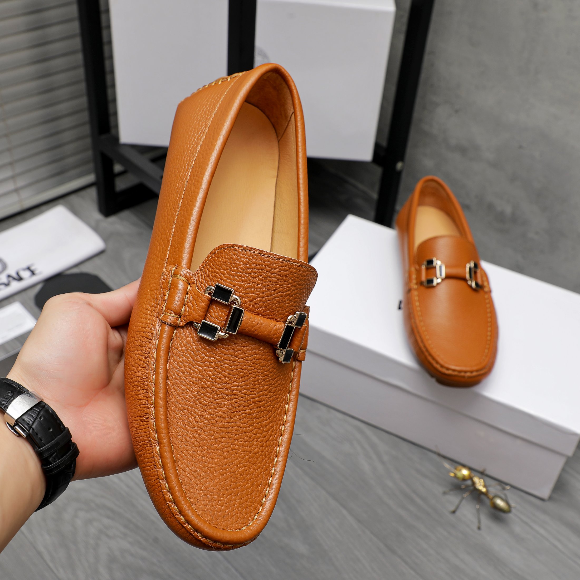 Versace Men's Leather Loafers - Stylish Slip-Ons in Multiple Colors & Sizes 6 a1742453854468 0512