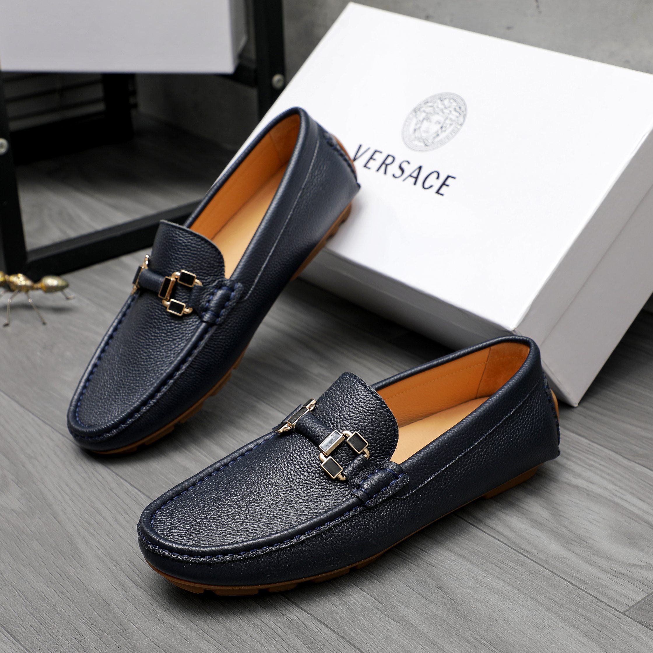 Versace Men's Casual Slip-On Loafers in Premium Suede Embossed Leather 4 a1742454011878 4573