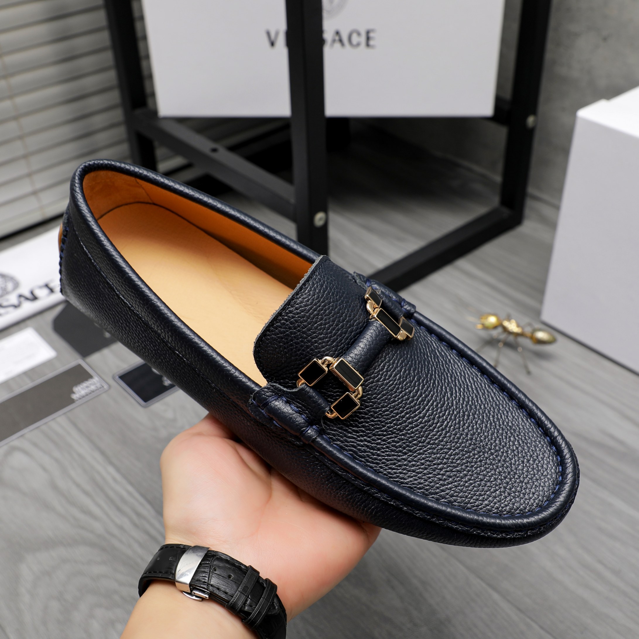 Versace Men's Casual Slip-On Loafers in Premium Suede Embossed Leather 8 a1742454013975 4604