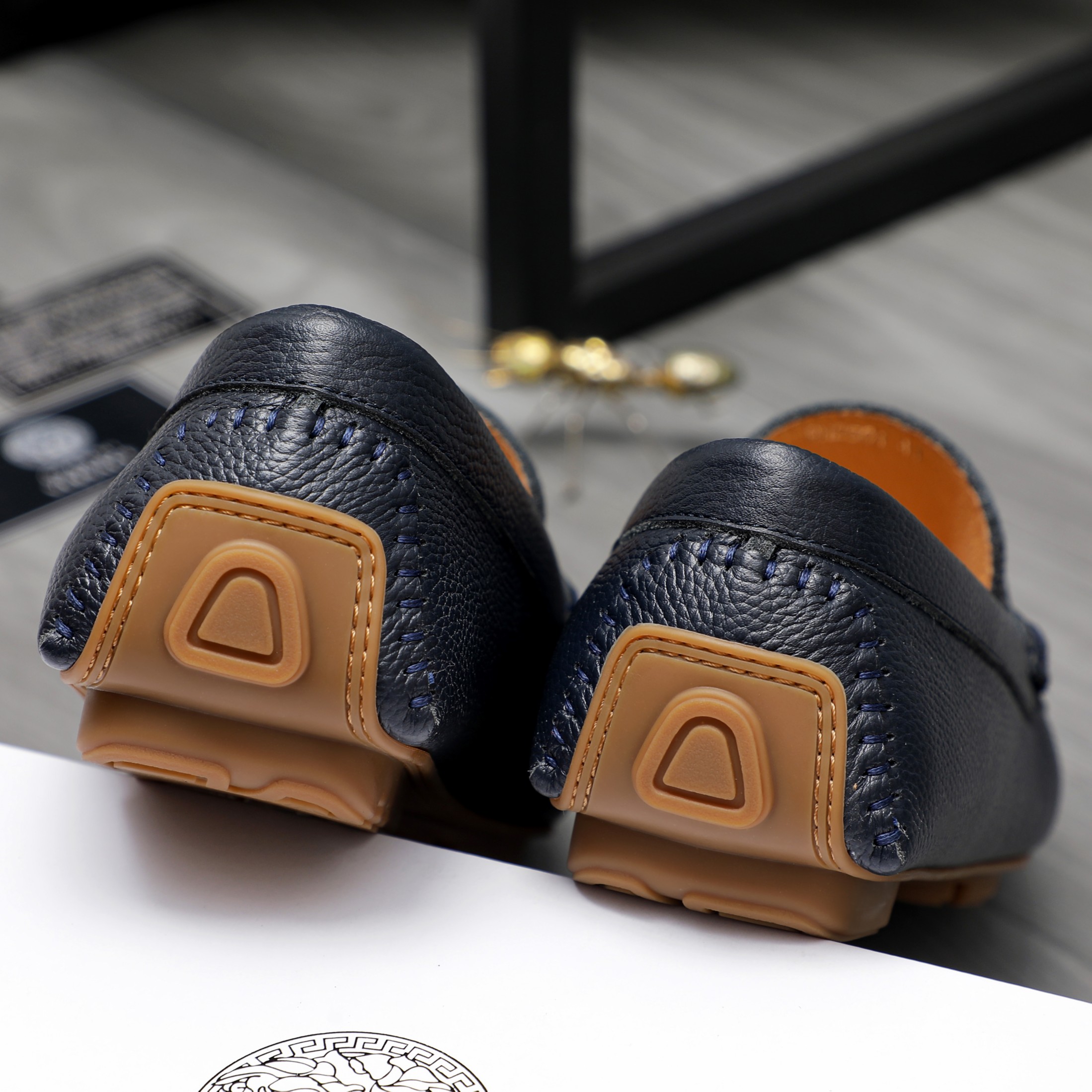 Versace Men's Casual Slip-On Loafers in Premium Suede Embossed Leather 11 a1742454014113 0836