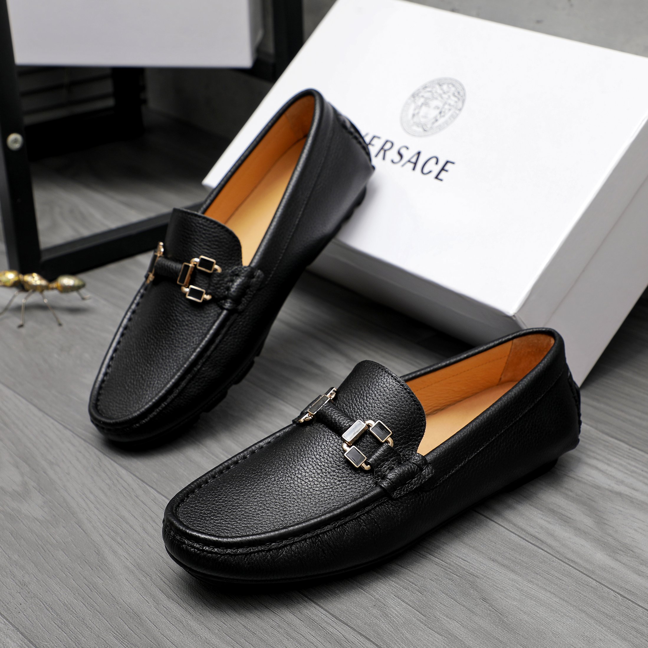 Versace Men's Leather Loafers Slip-on Casual Shoes, Sizes 38-44 4 a1742454779520 2117