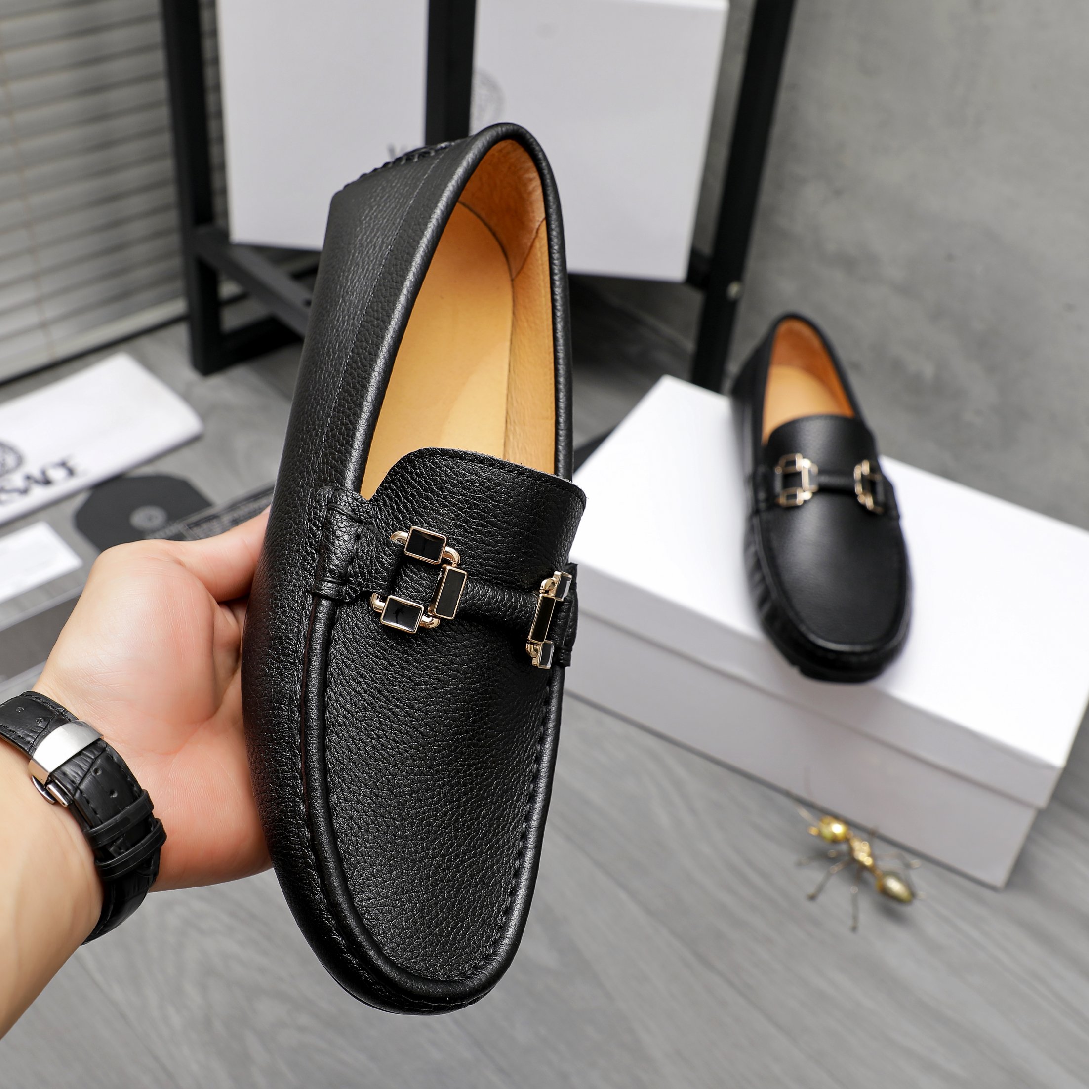 Versace Men's Leather Loafers Slip-on Casual Shoes, Sizes 38-44 6 a1742454779537 3322