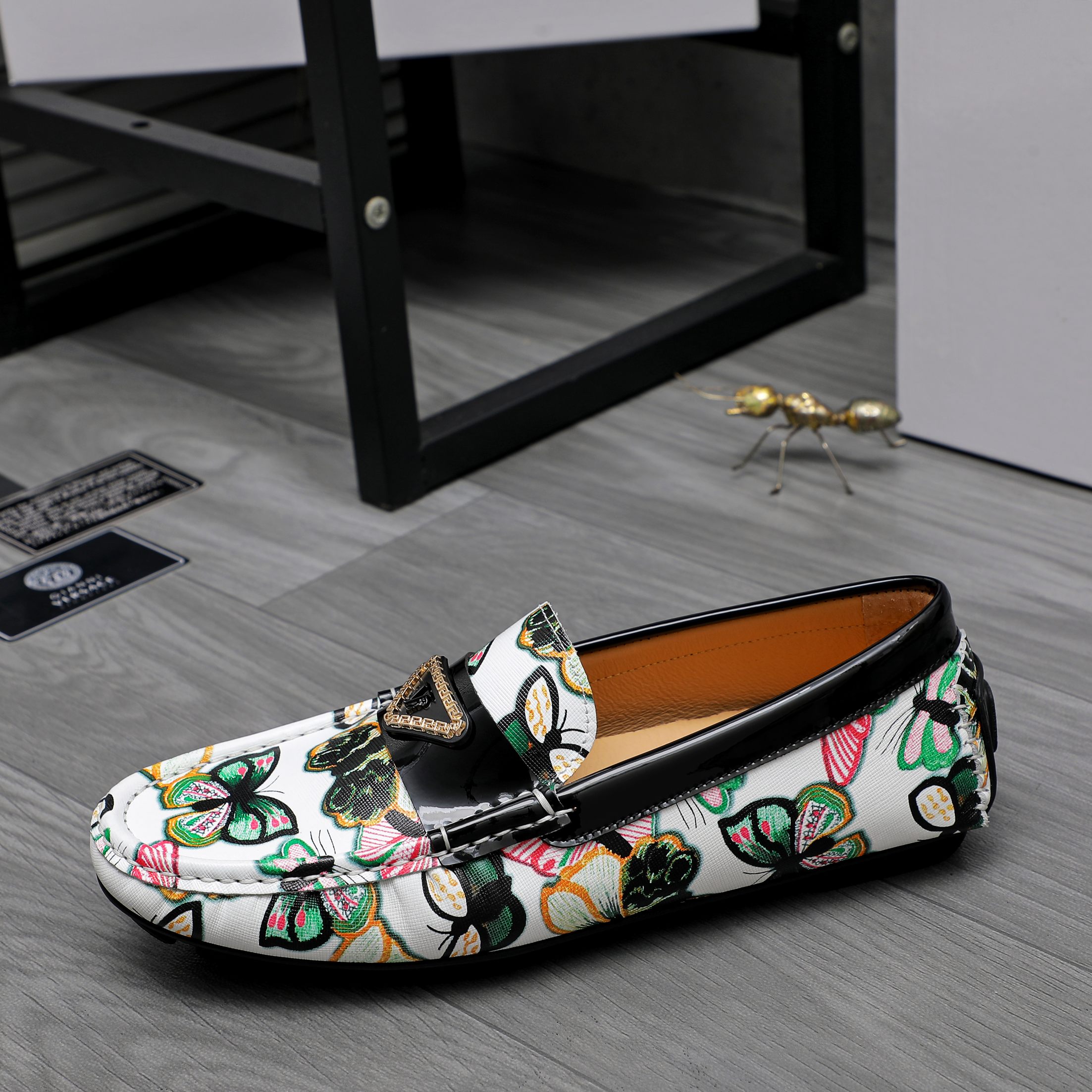 Versace Men's Butterfly Print Leather Loafers, Slip-On Style, Sizes 38-44 6 a1742455074203 4481