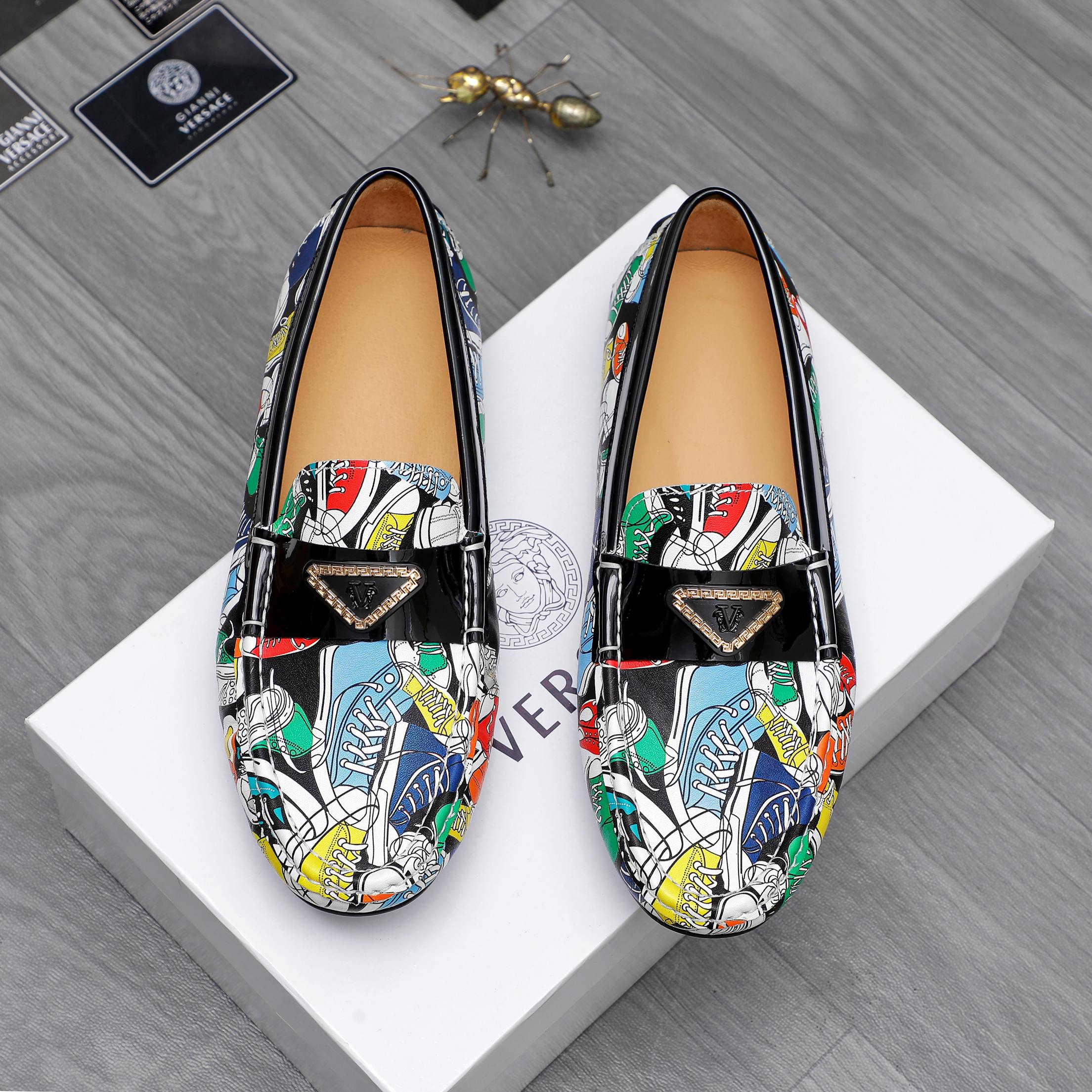 Versace Men's Printed Leather Slip-On Loafers 2 a1742455888675 5620