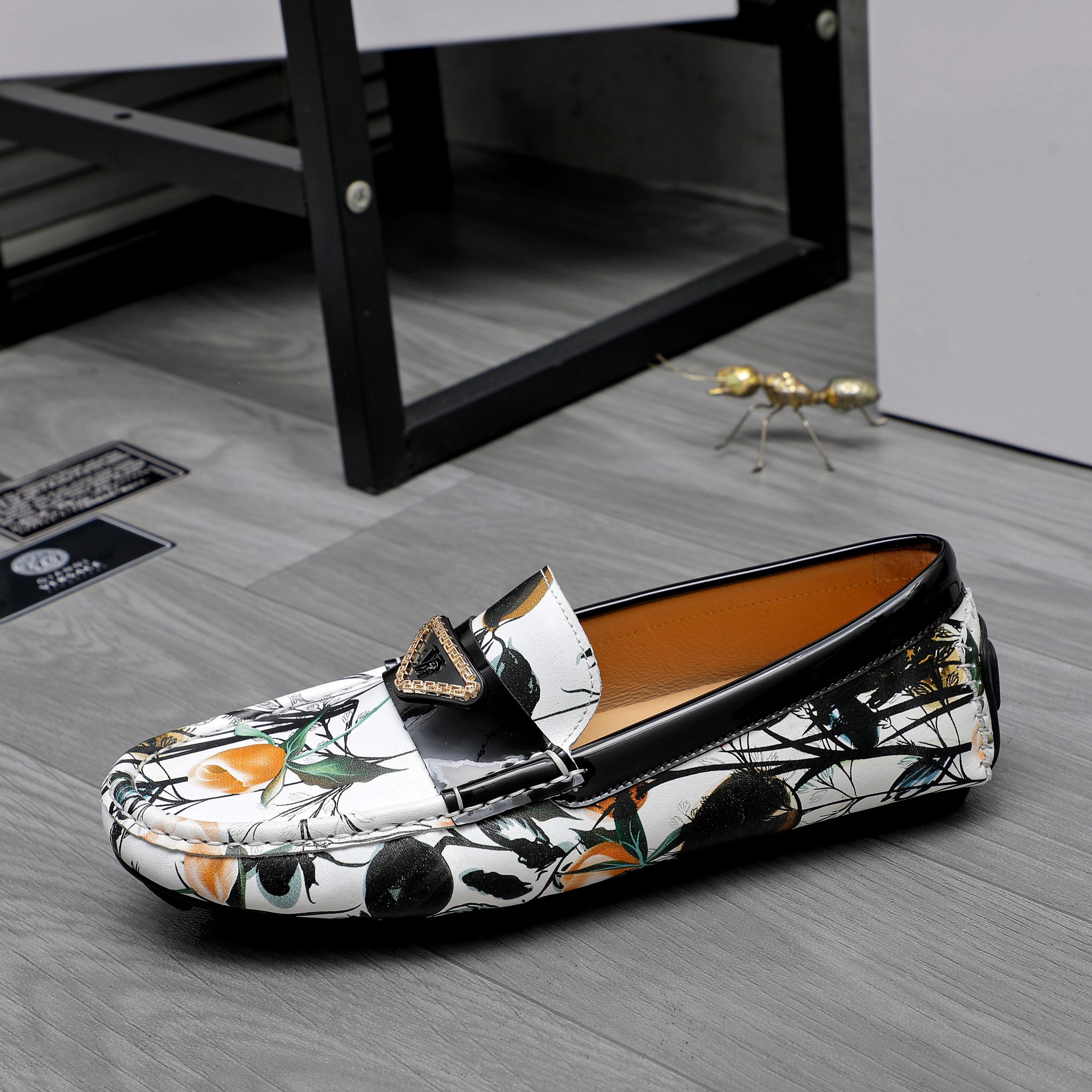 Versace Men's Floral Print Leather Loafers Slip-ons Shoes Size 38-44 6 a1742455993826 8365