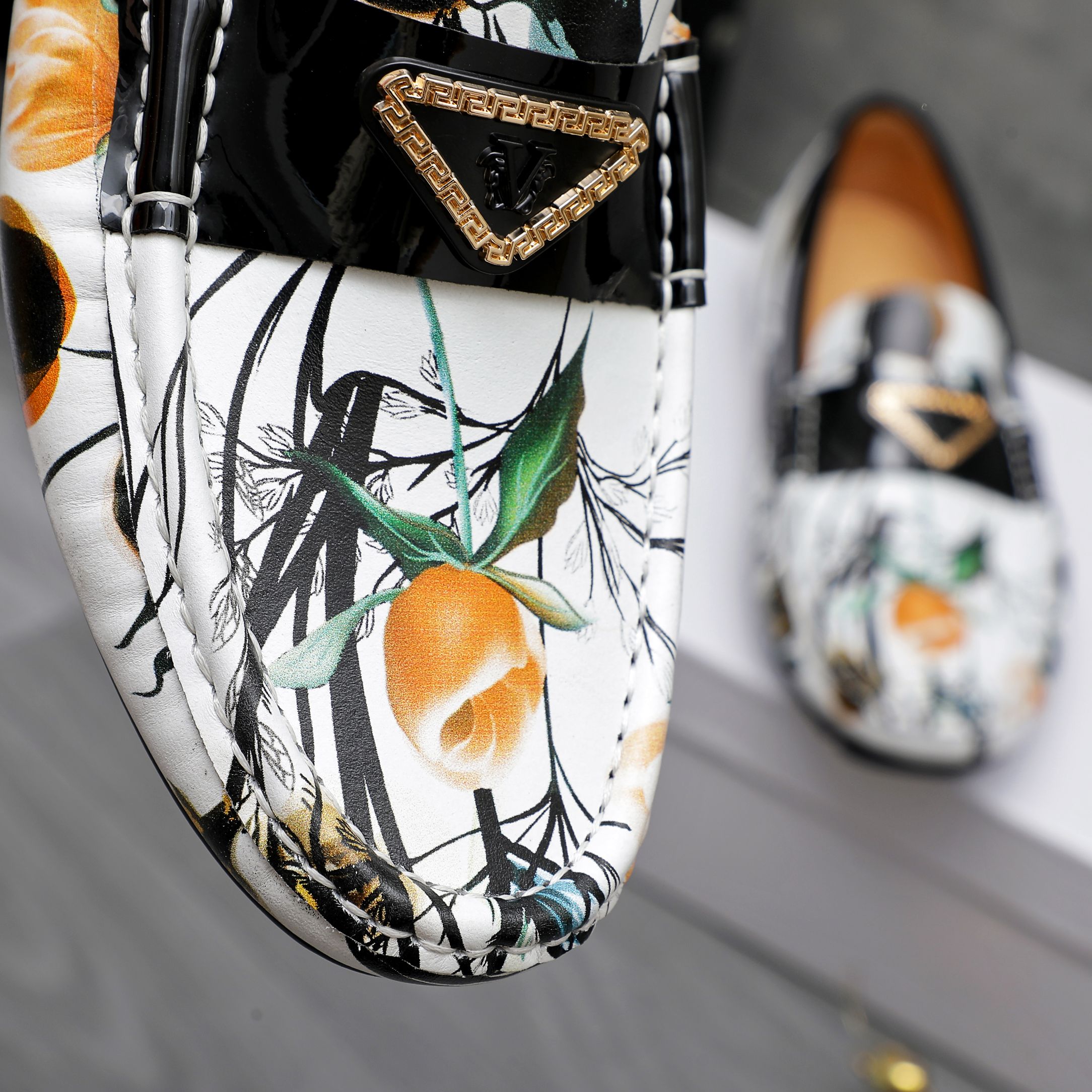 Versace Men's Floral Print Leather Loafers Slip-ons Shoes Size 38-44 9 a1742455995665 5002