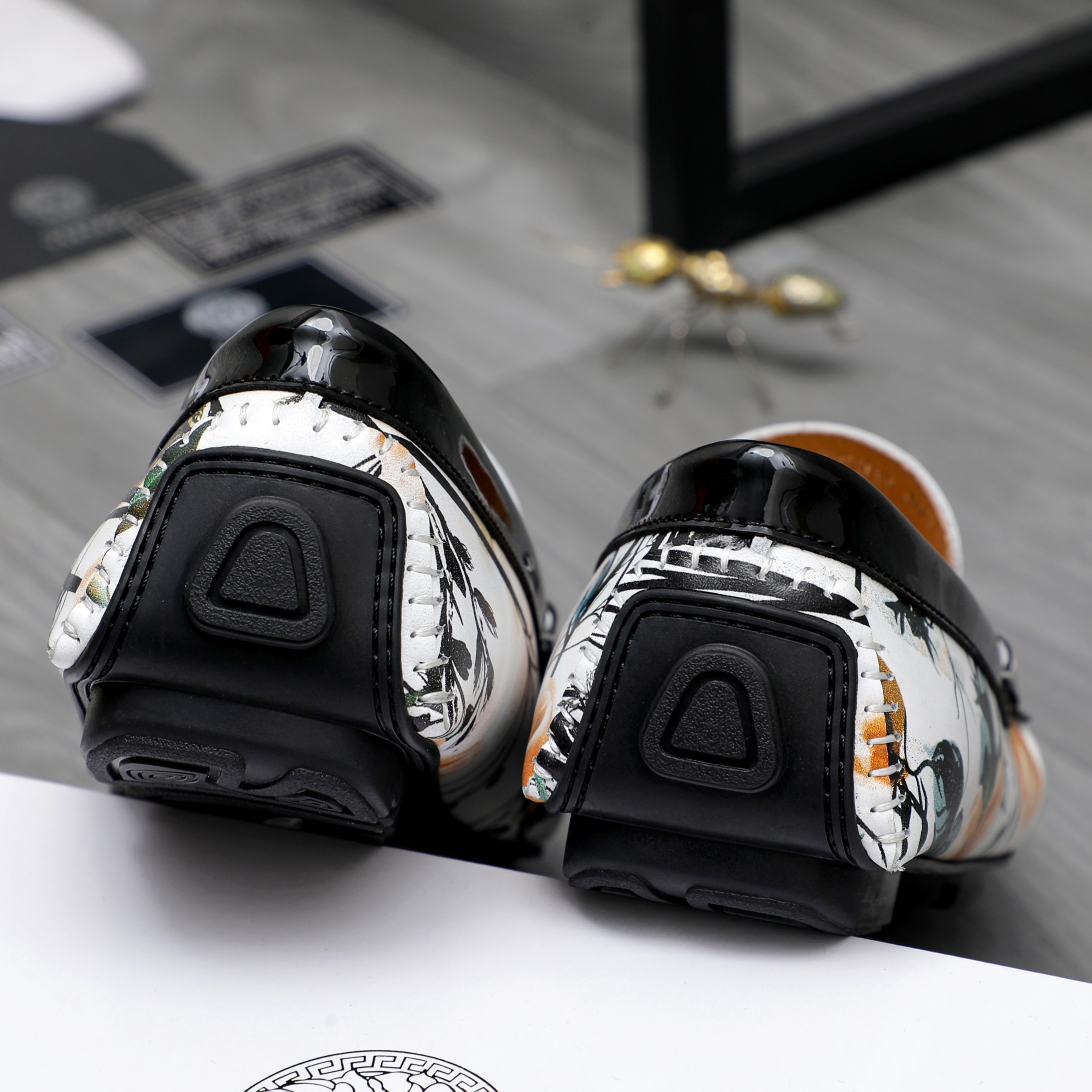 Versace Men's Floral Print Leather Loafers Slip-ons Shoes Size 38-44 10 a1742455995700 5288