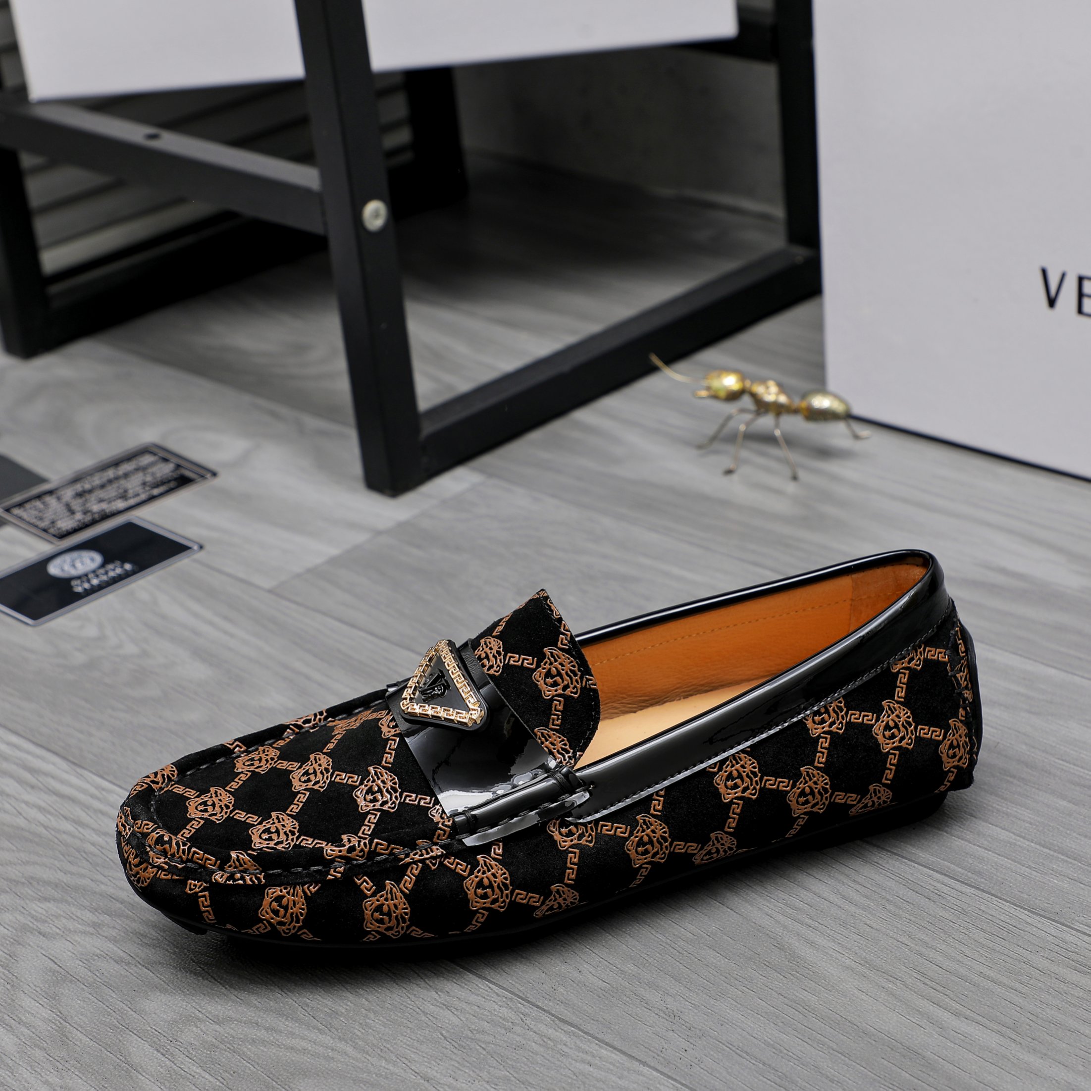 Versace Men's Embossed Suede Loafers - Slip-On Style, Leather Lined 6 a1742456466509 2578