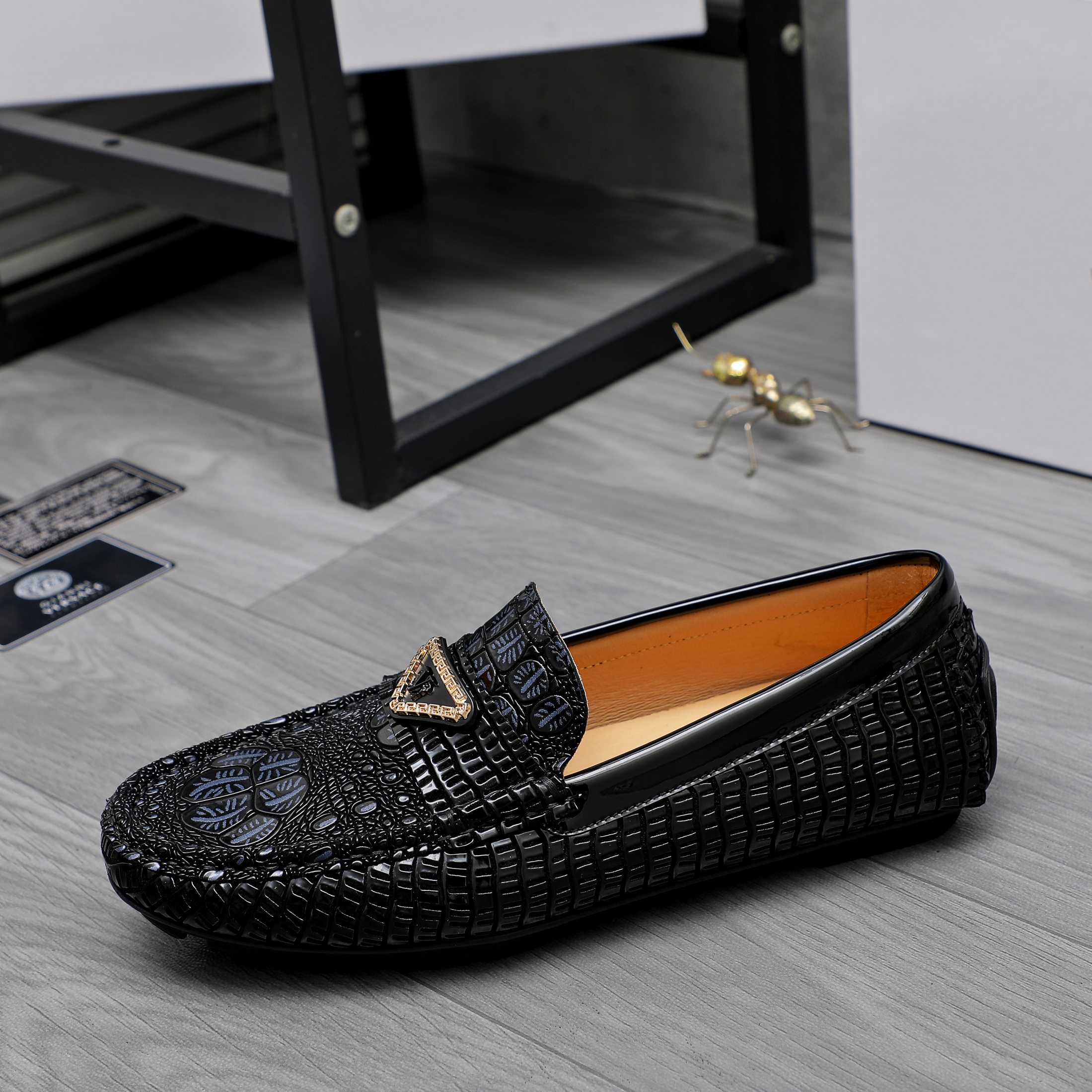Versace Men's Embossed Leather Slip-On Loafers - Stylish Comfort 7 a1742456602115 1778