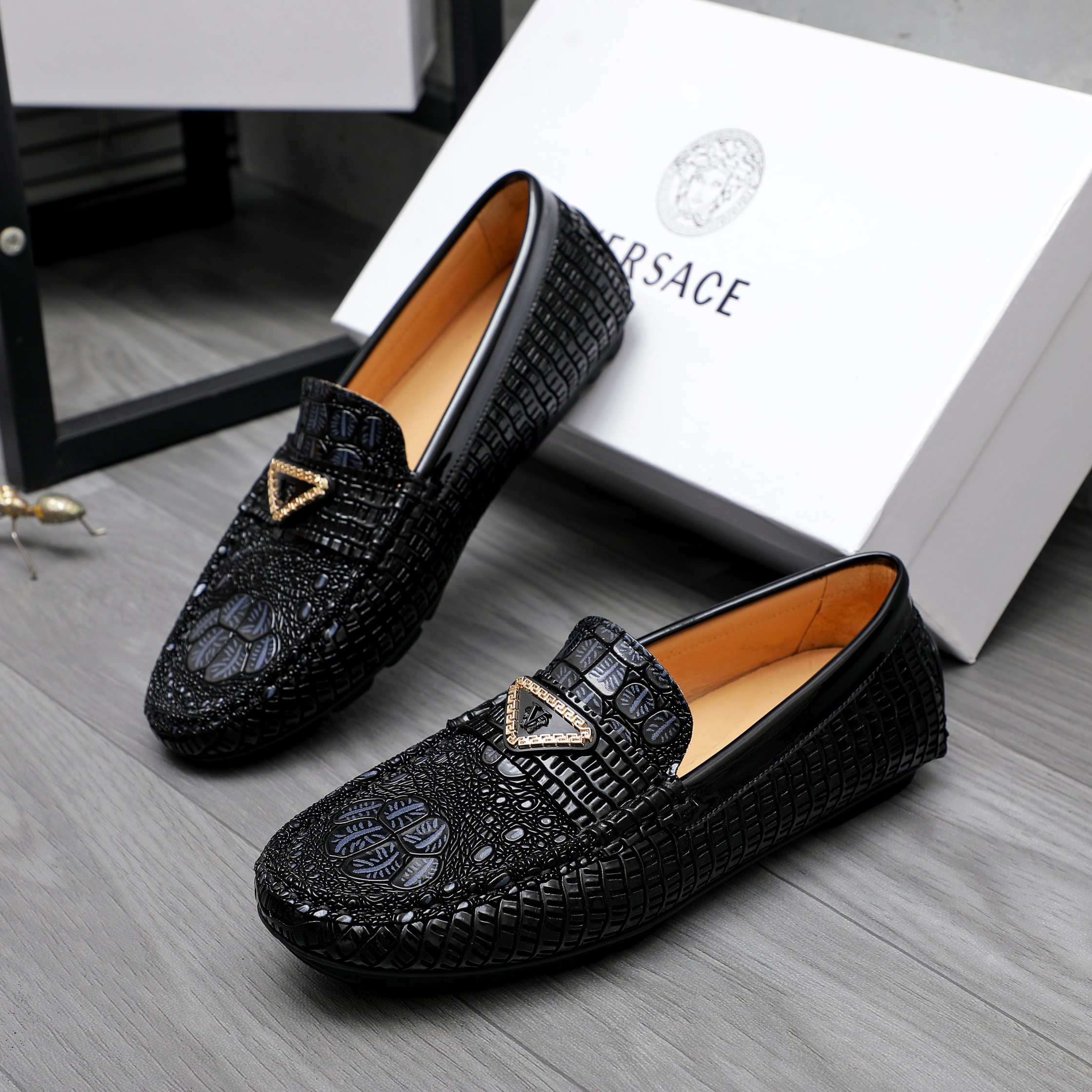 Versace Men's Embossed Leather Slip-On Loafers - Stylish Comfort 4 a1742456602248 6568