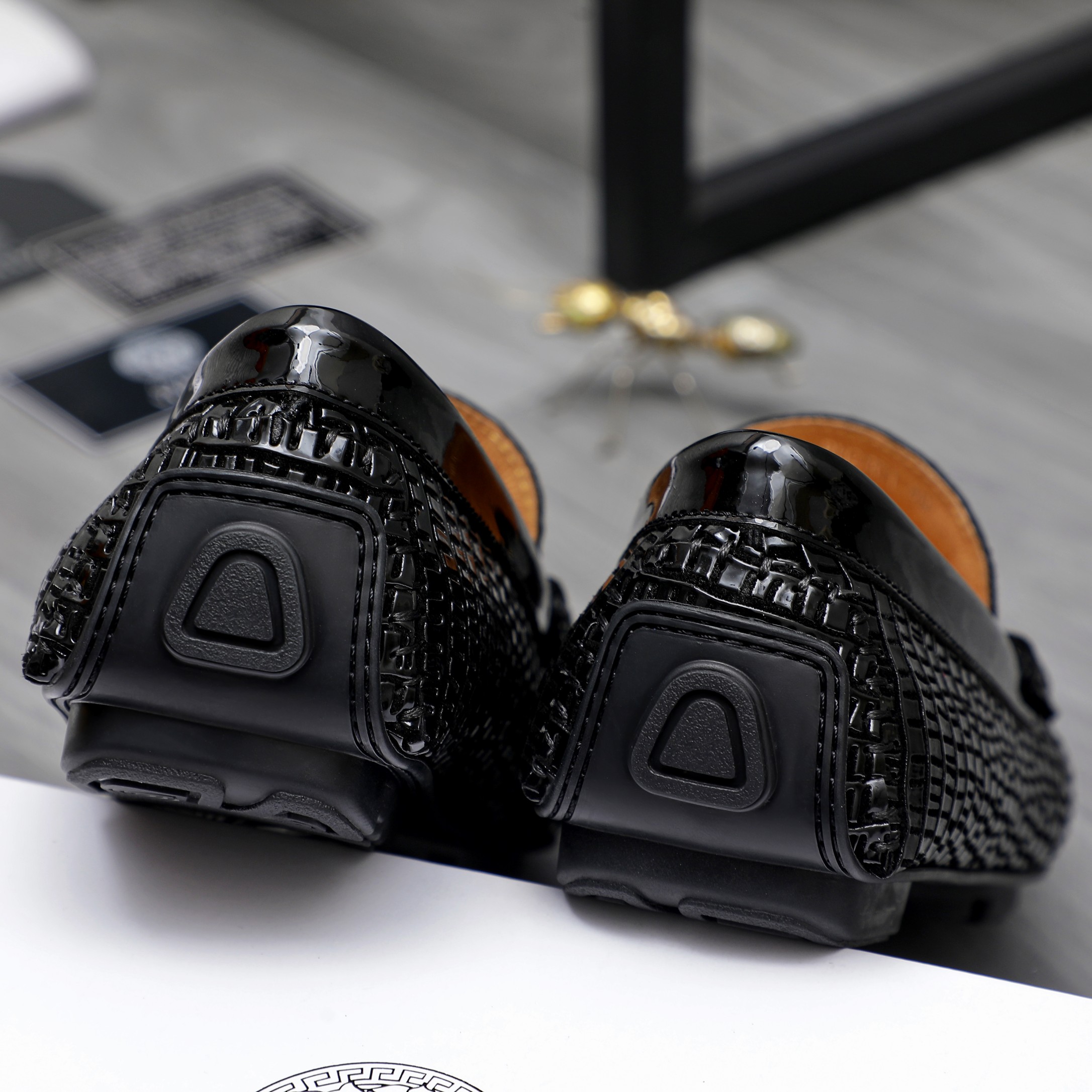 Versace Men's Embossed Leather Slip-On Loafers - Stylish Comfort 11 a1742456604127 8614