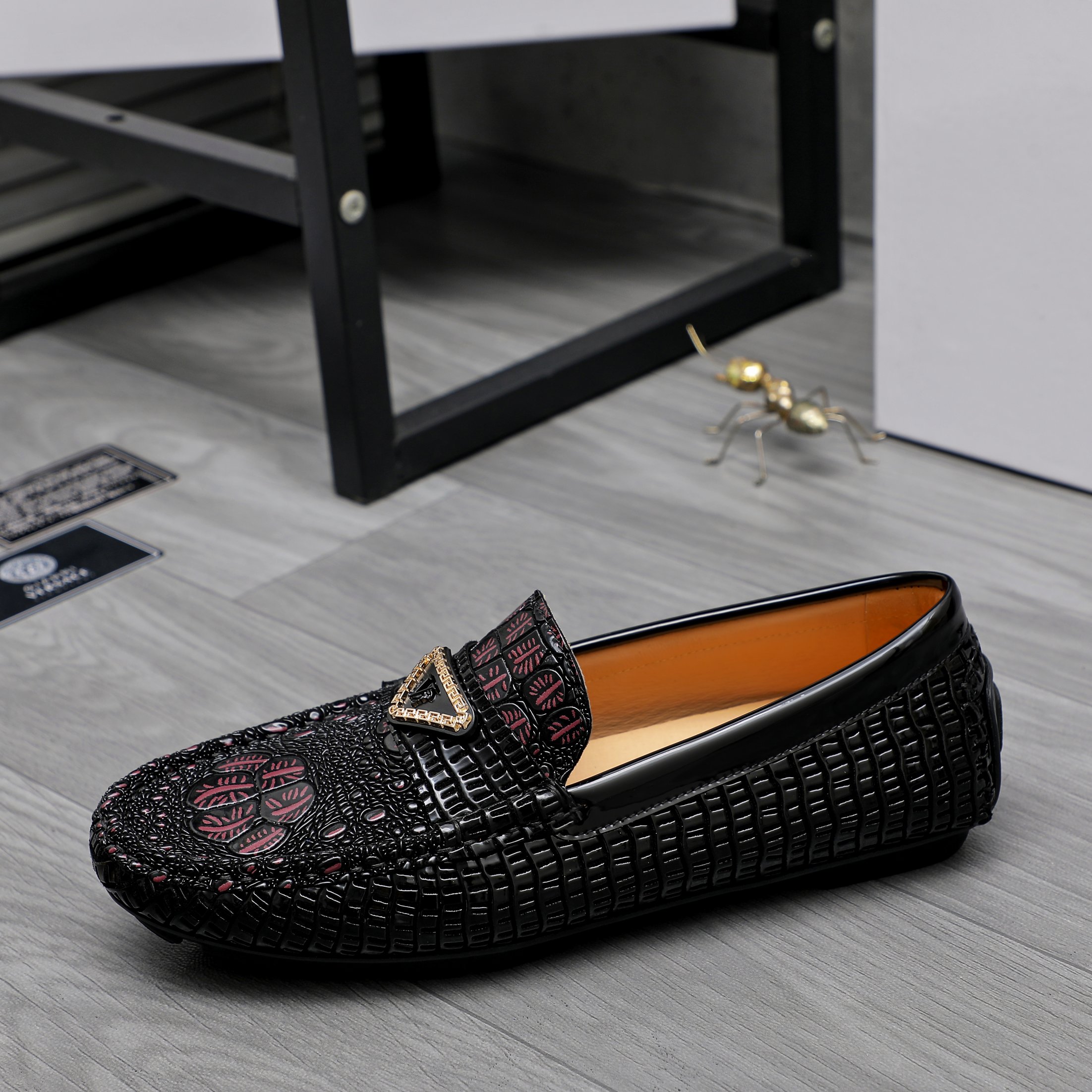 Versace Men's Embossed Leather Slip-On Loafers, Sizes 38-44 7 a1742456883936 2515