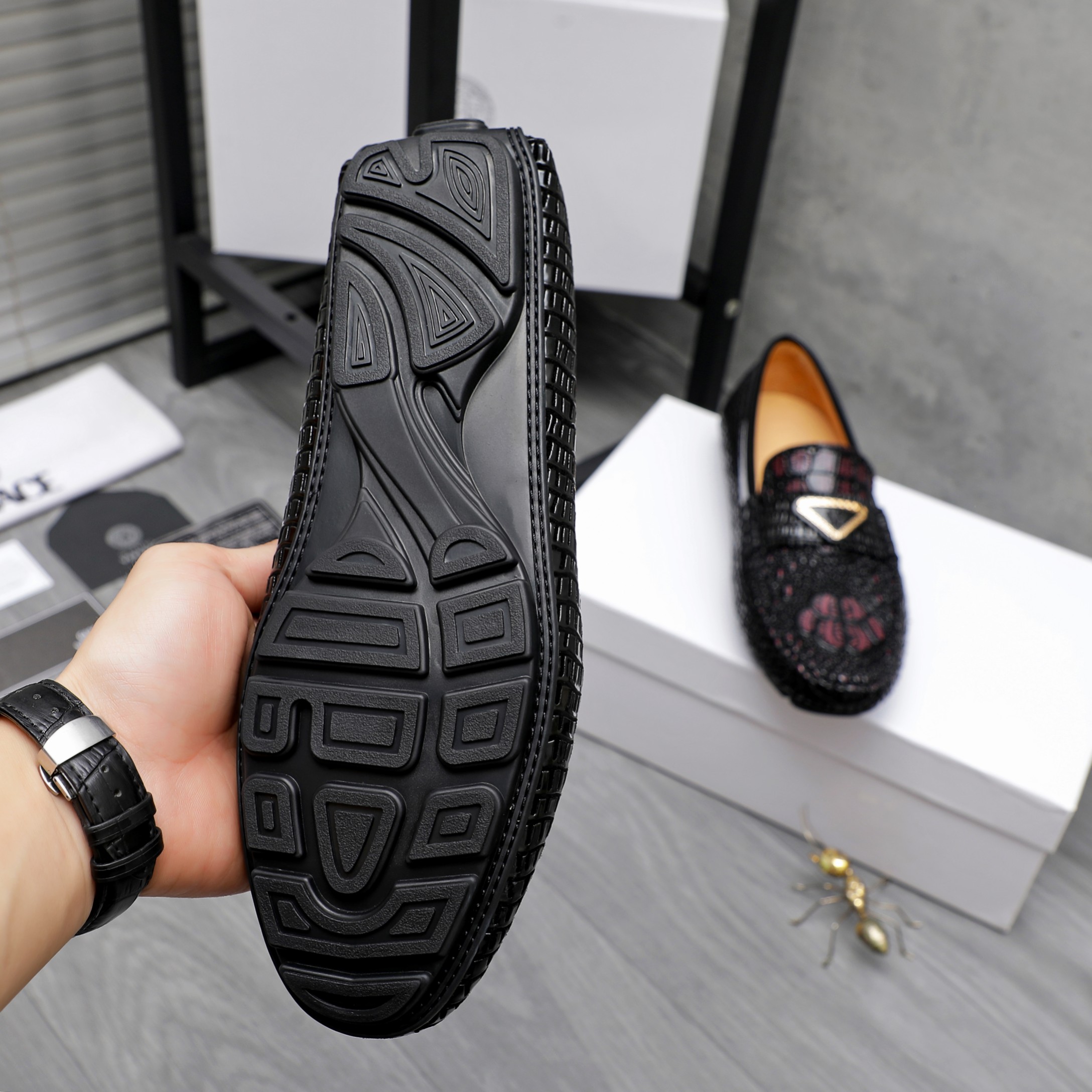 Versace Men's Embossed Leather Slip-On Loafers, Sizes 38-44 9 a1742456885538 8618