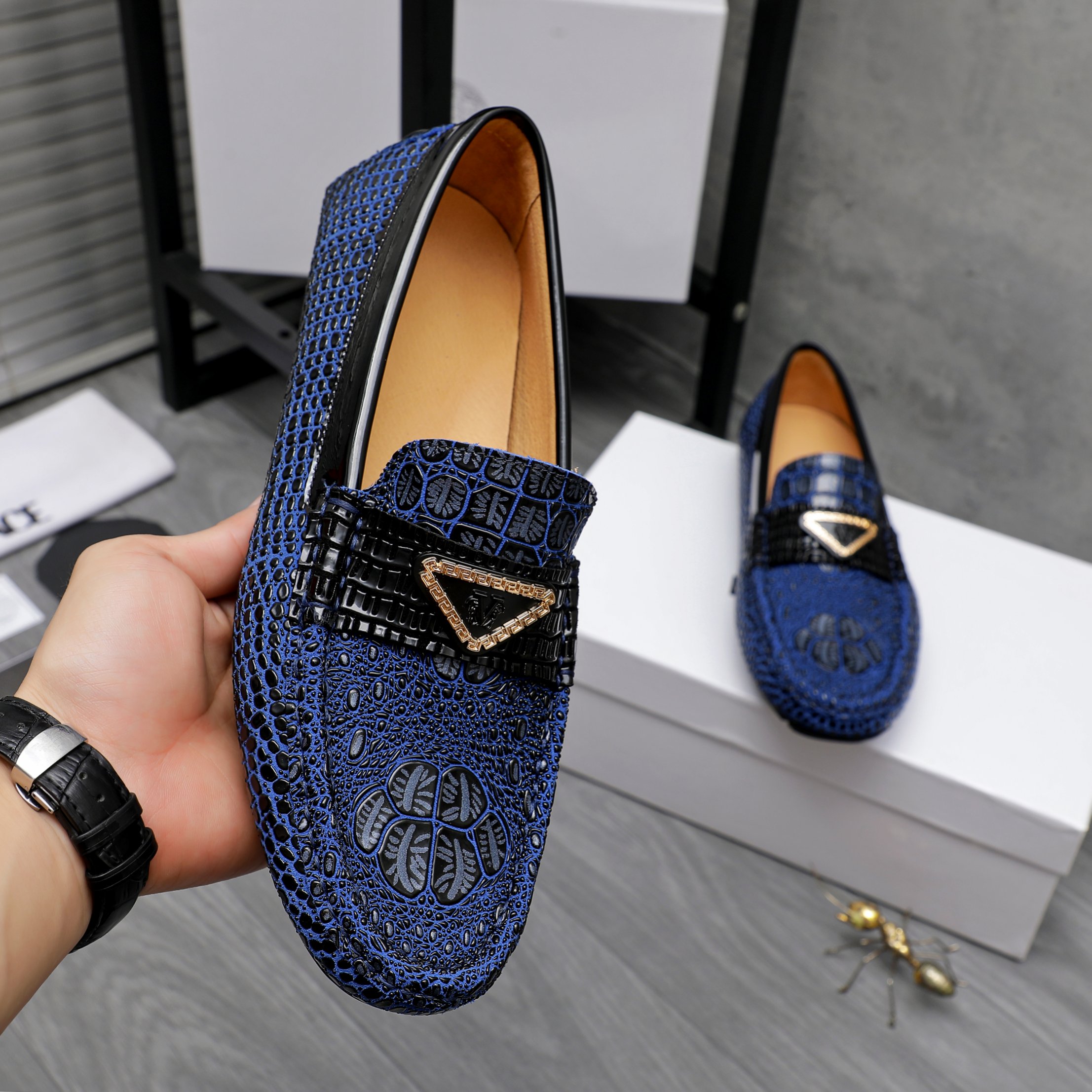 Versace Men's Embossed Leather Slip-On Loafers - Stylish Comfort (Sizes 38-44) 6 a1742457021075 1348