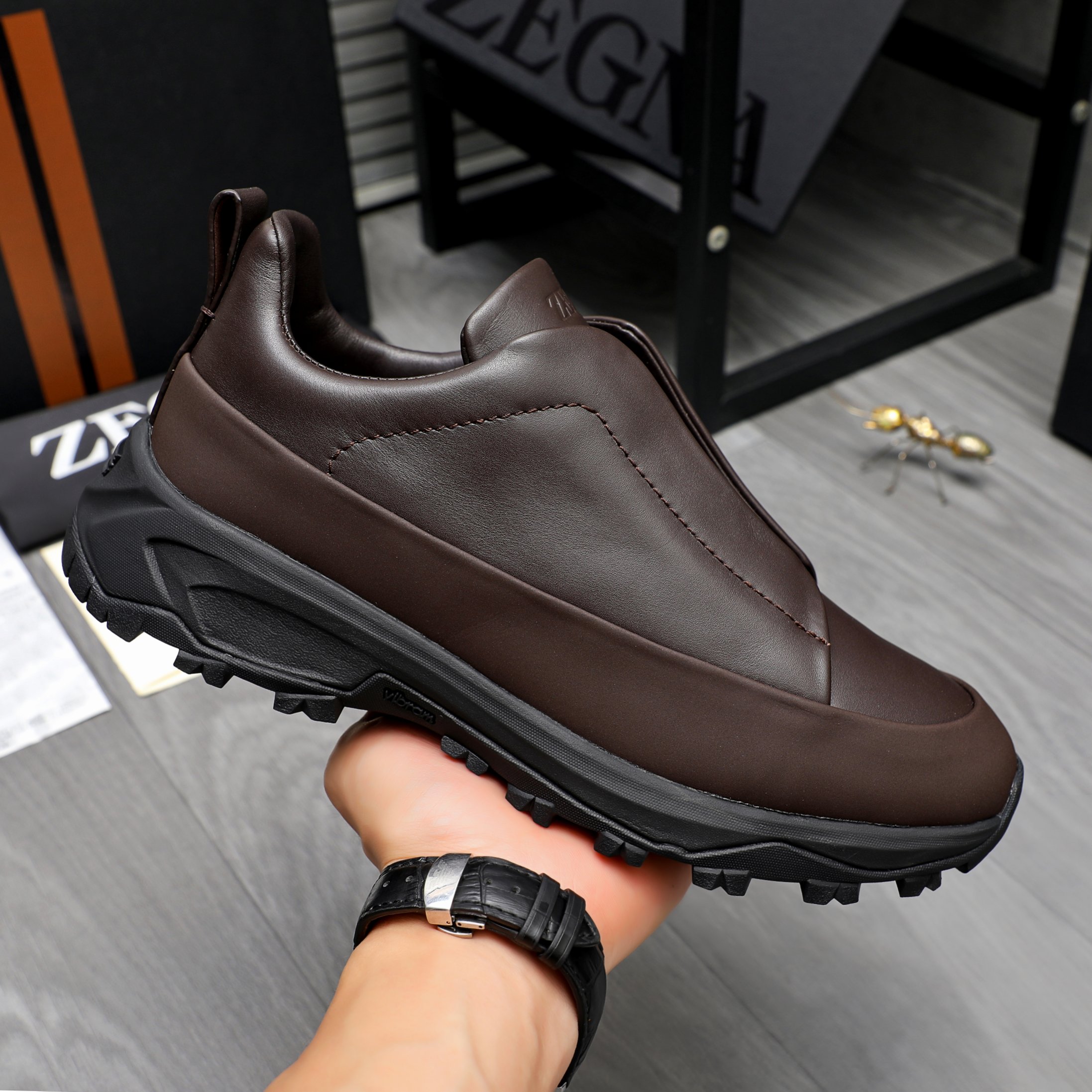 Ermenegildo Zegna Men's Leather Slip-On Sneakers, Casual Style, Size 38-44 7 a1743487511567 4325