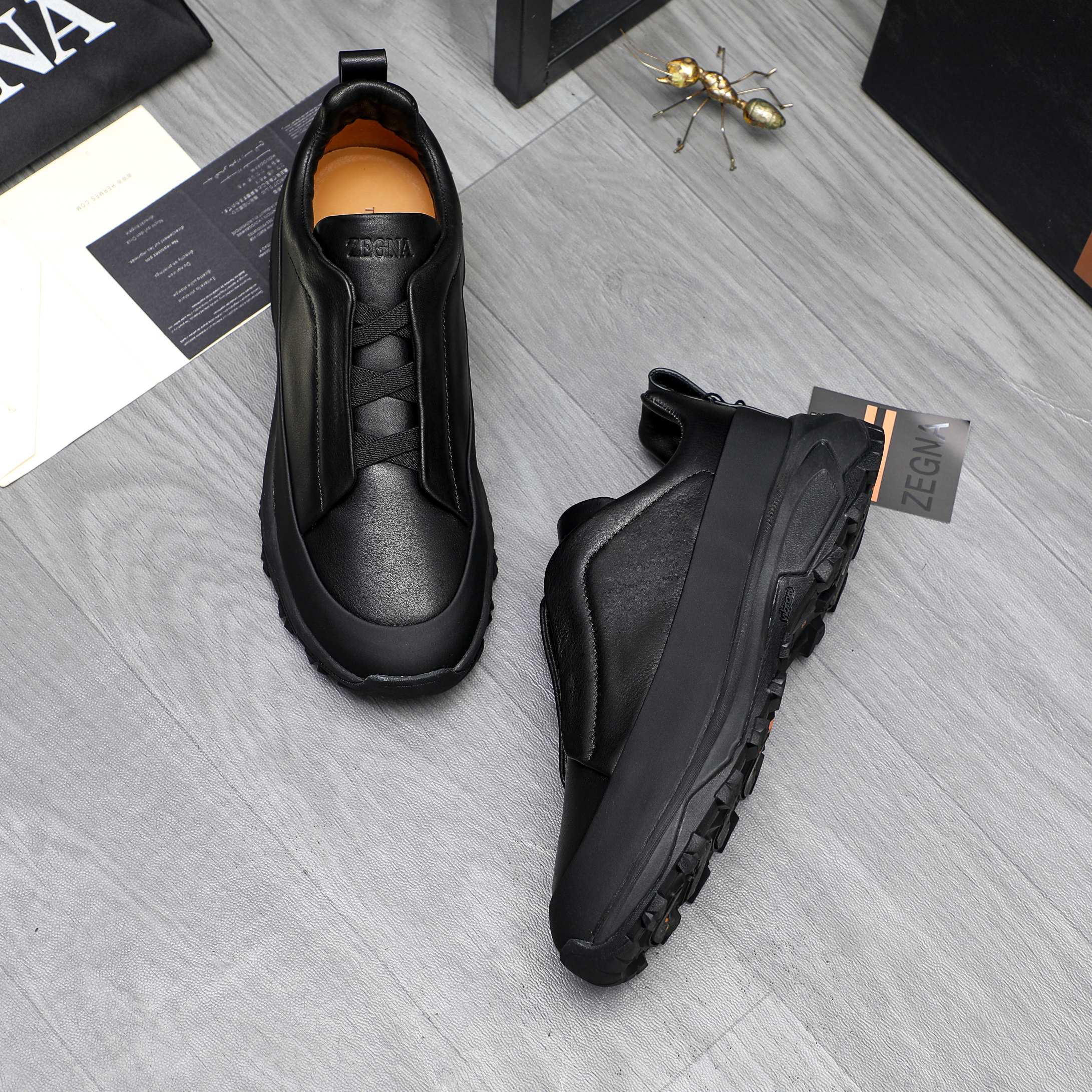 Ermenegildo Zegna Leather Slip-On Sneakers, Men's Sizes 38-44 5 a1743488740495 2433