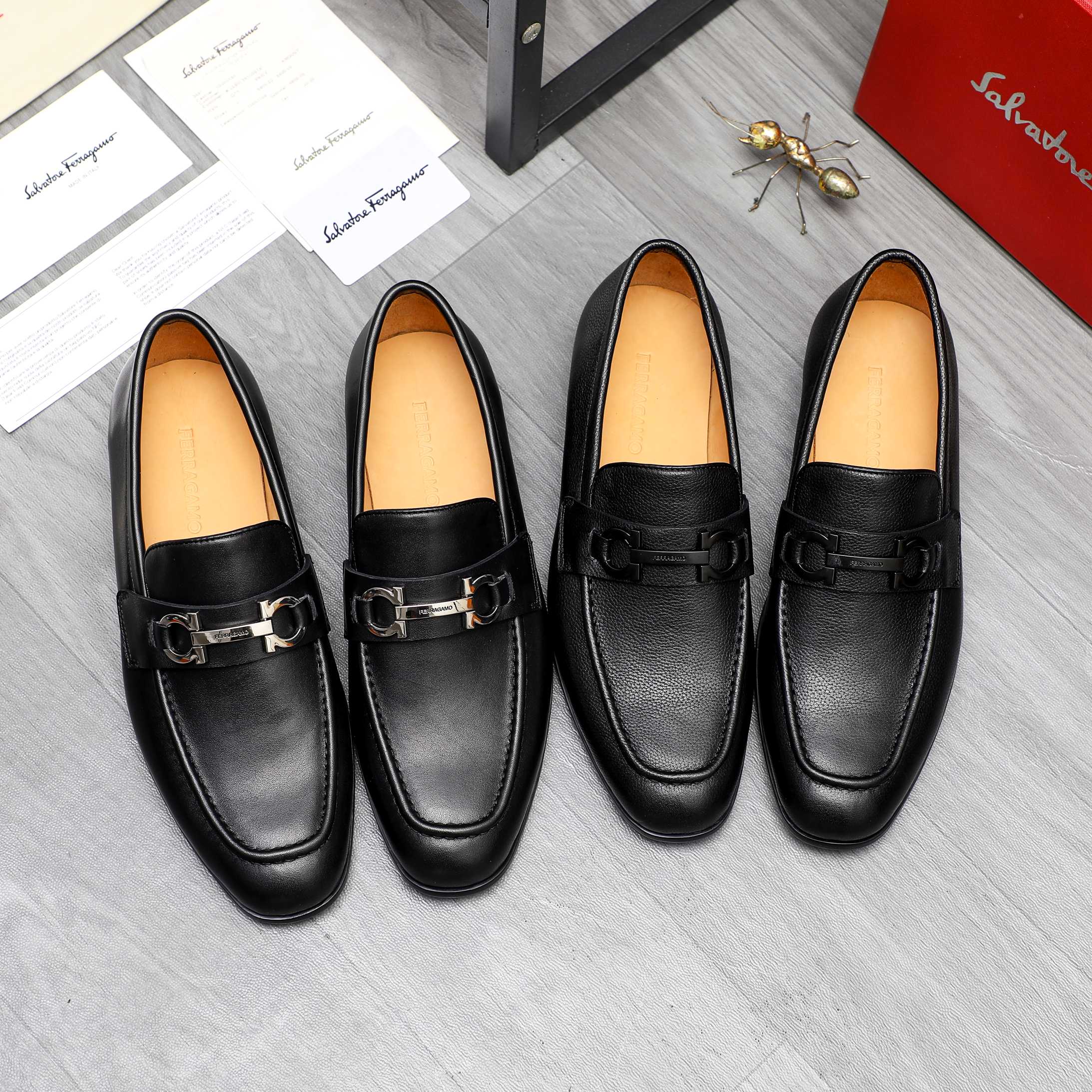 Salvatore Ferragamo Men's Black Leather Loafers With Buckle Detail 2 a1743579454671 7135