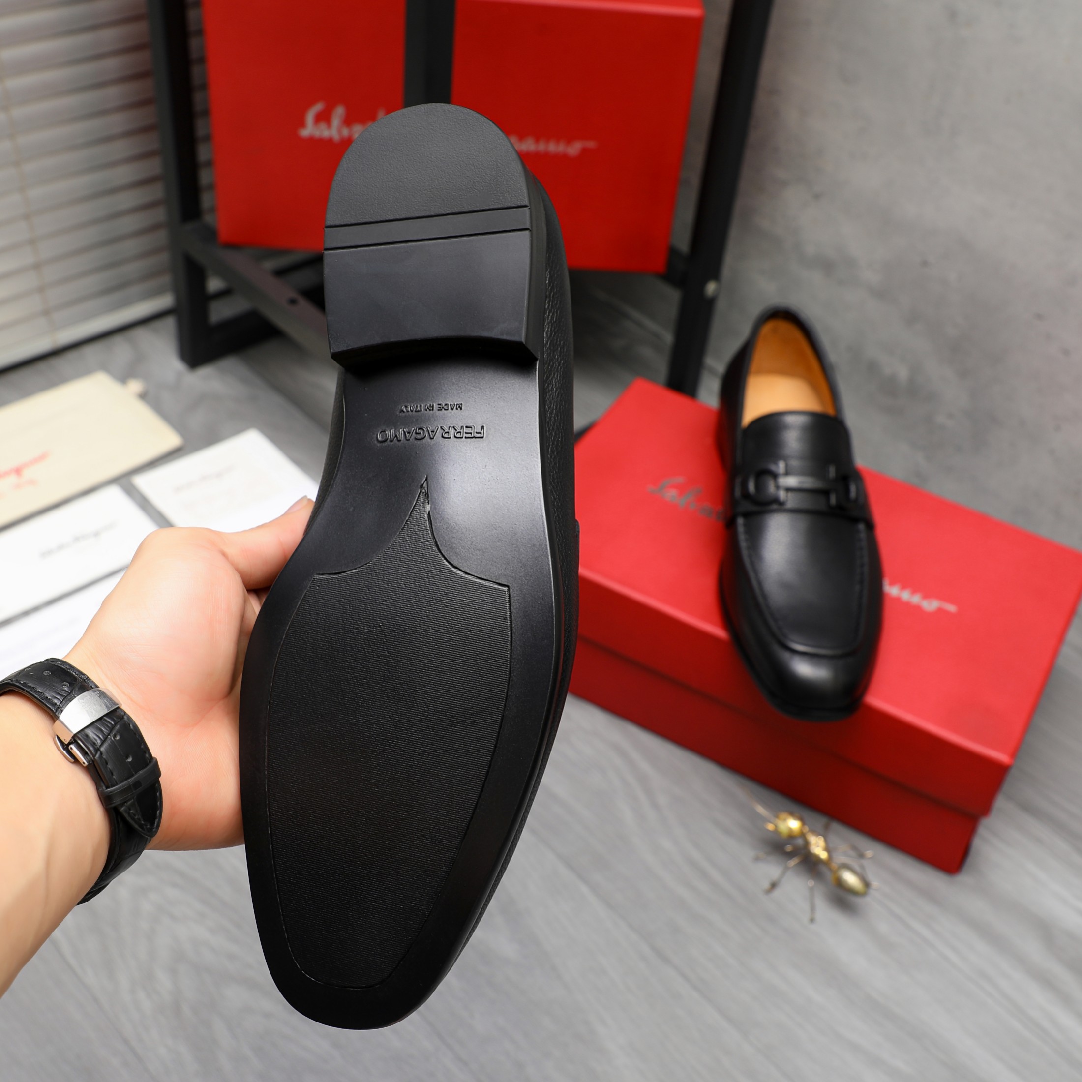 Salvatore Ferragamo Men's Leather Loafers - Slip-On Dress Shoes, Black 9 a1743579456743 1603