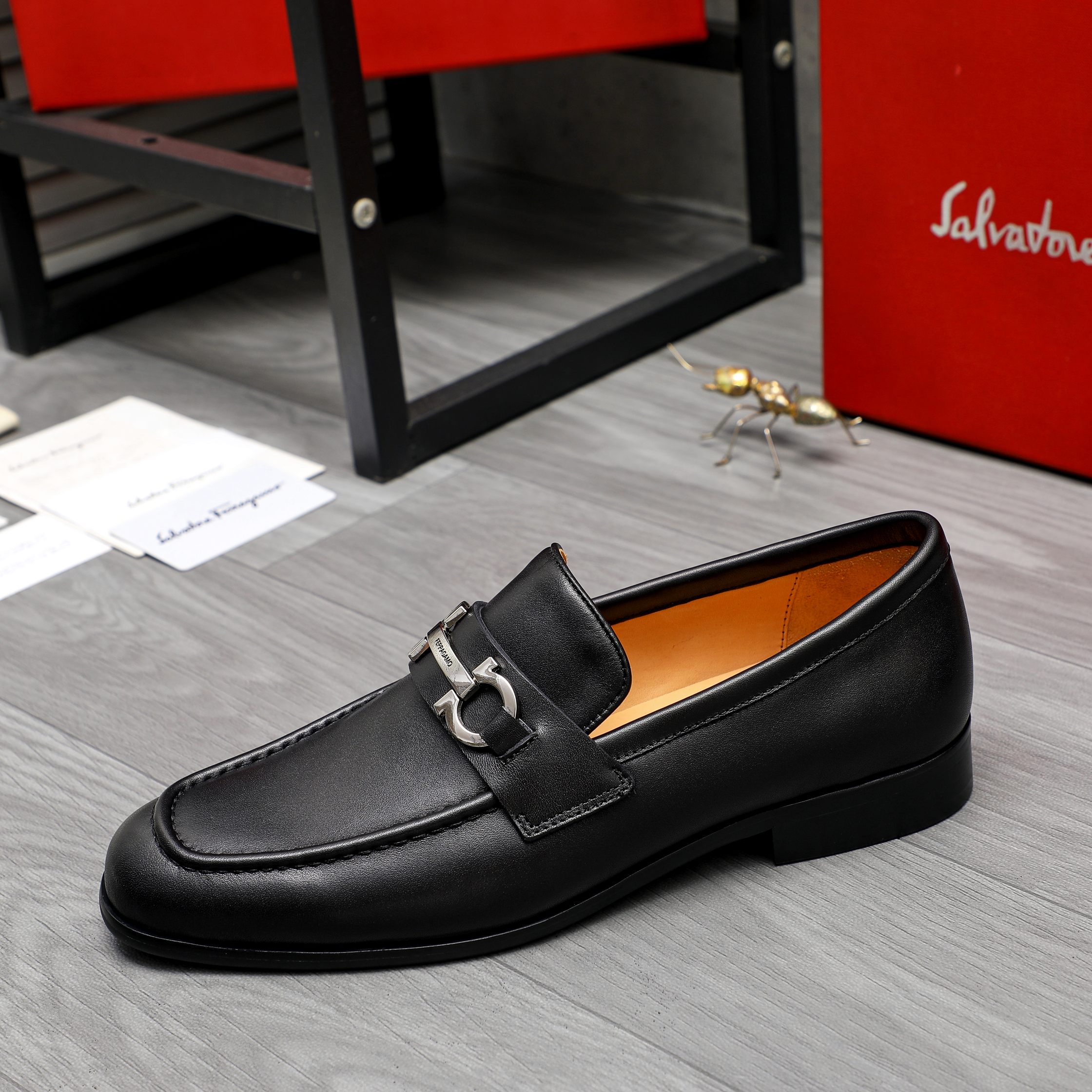Salvatore Ferragamo Men's Black Leather Loafers With Buckle Detail 7 a1743579727831 1566