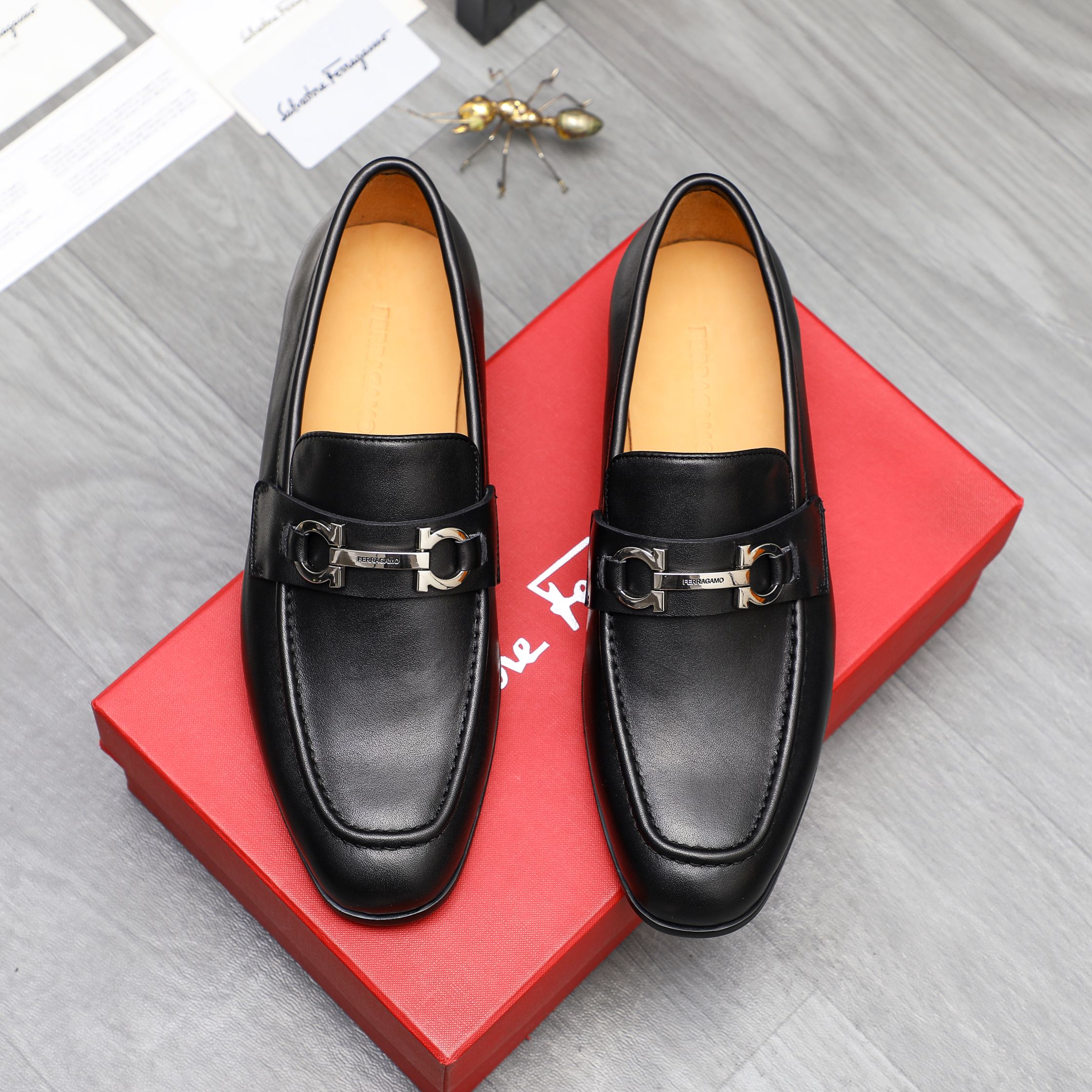 Salvatore Ferragamo Men's Black Leather Loafers With Buckle Detail 3 a1743579727906 5187