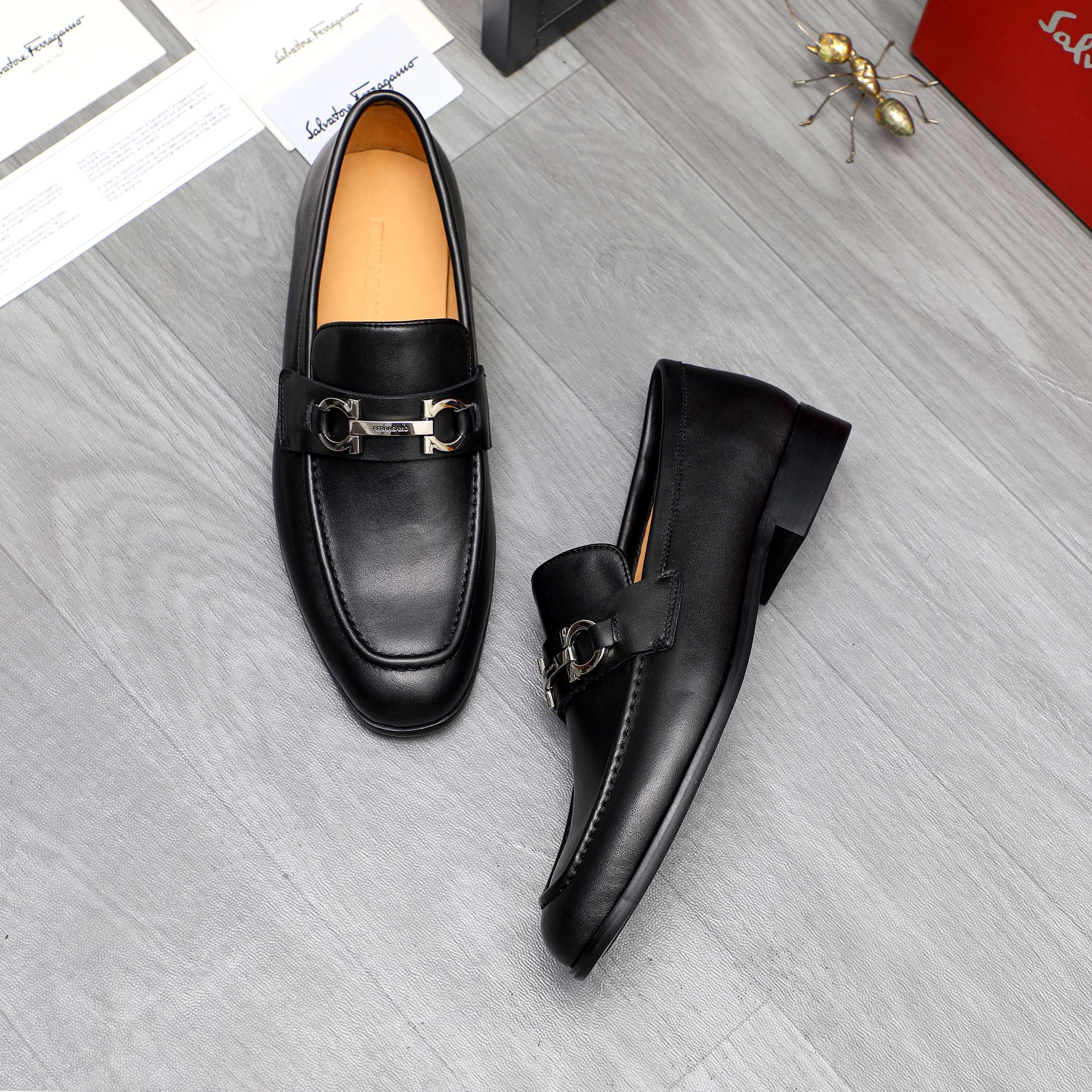 Salvatore Ferragamo Men's Black Leather Loafers With Buckle Detail 5 a1743579728337 2110