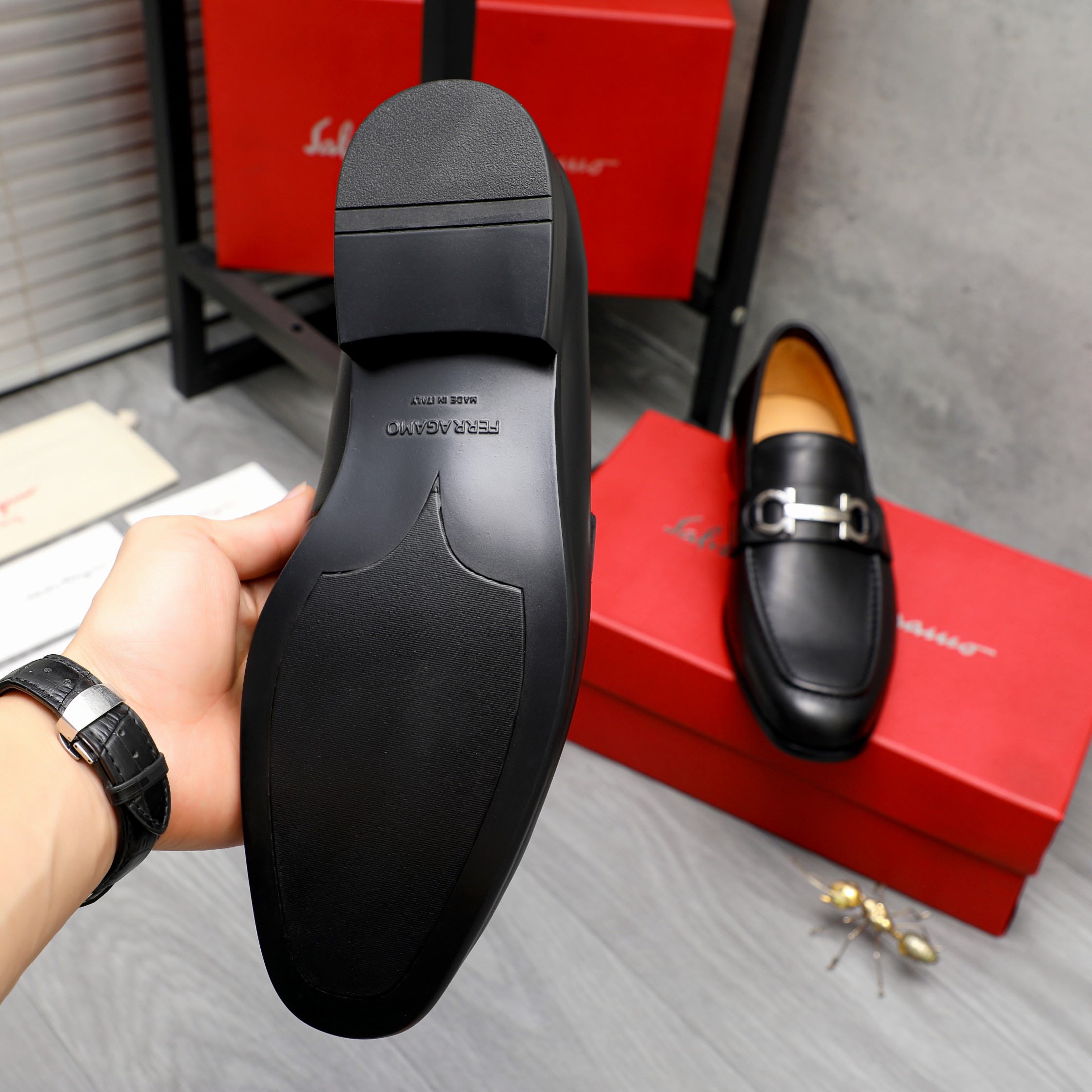 Salvatore Ferragamo Men's Black Leather Loafers With Buckle Detail 9 a1743579729685 2585