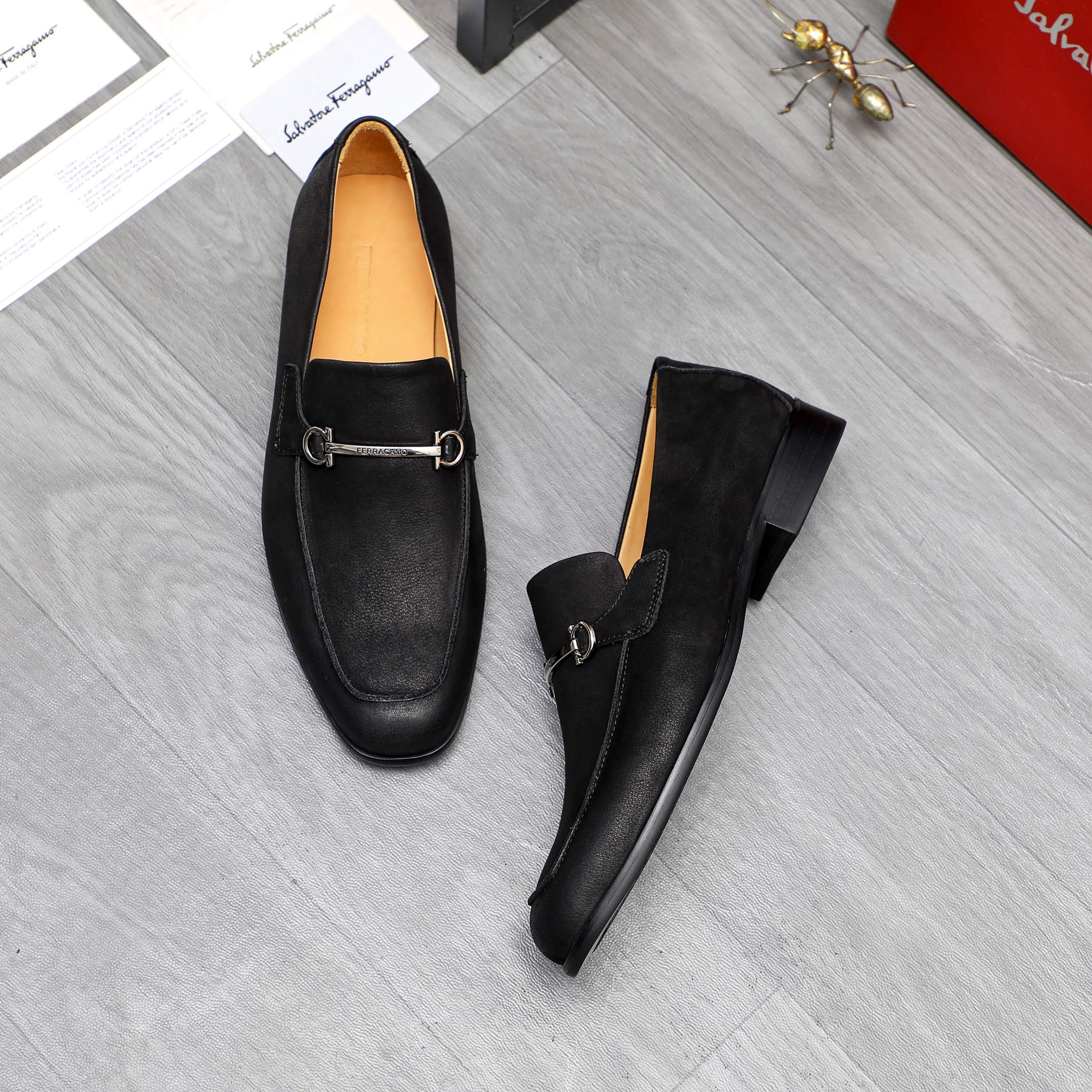 Salvatore Ferragamo Men's Black Leather Slip-On Loafers Size 39-44 5 a1743579858812 2351