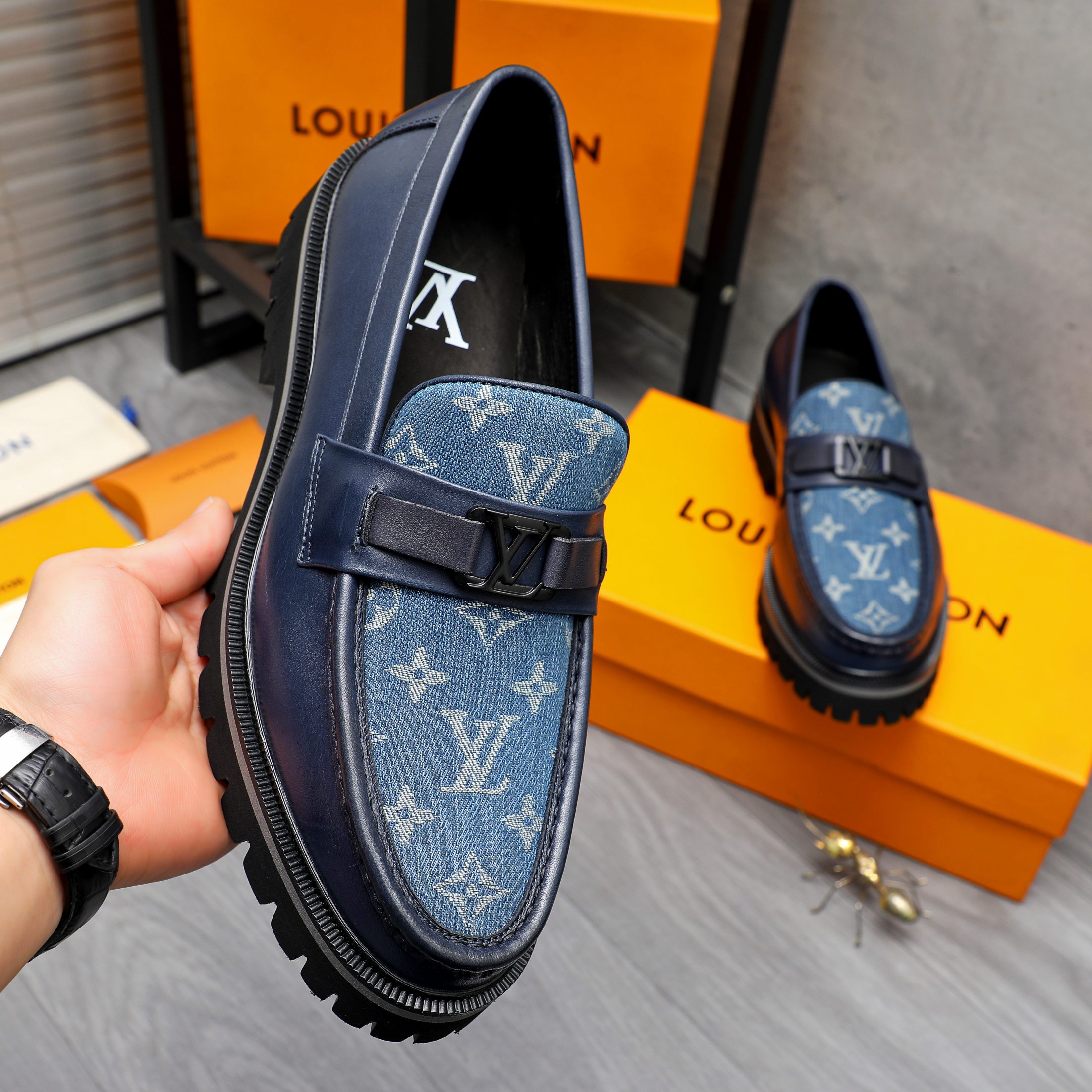 Louis Vuitton Men's Leather Loafers with Embossed Monogram Design 6 a1744097231898 5578