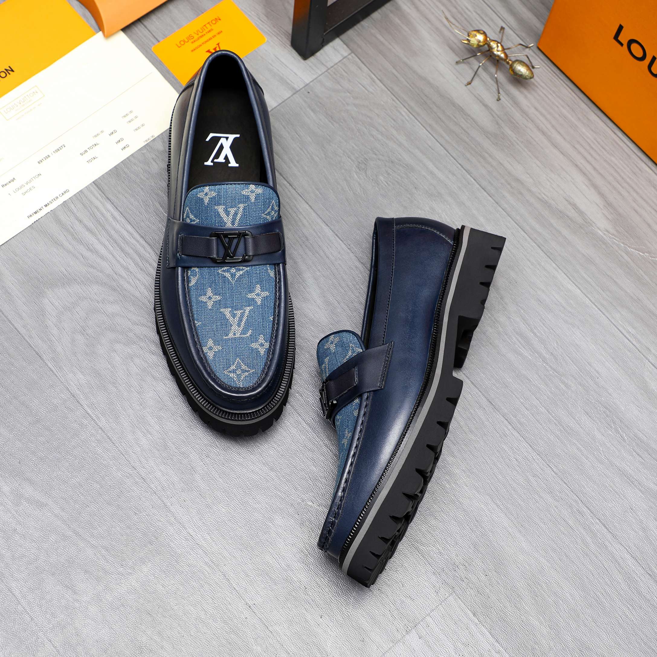 Louis Vuitton Men's Leather Loafers with Embossed Monogram Design 5 a1744097232178 3453