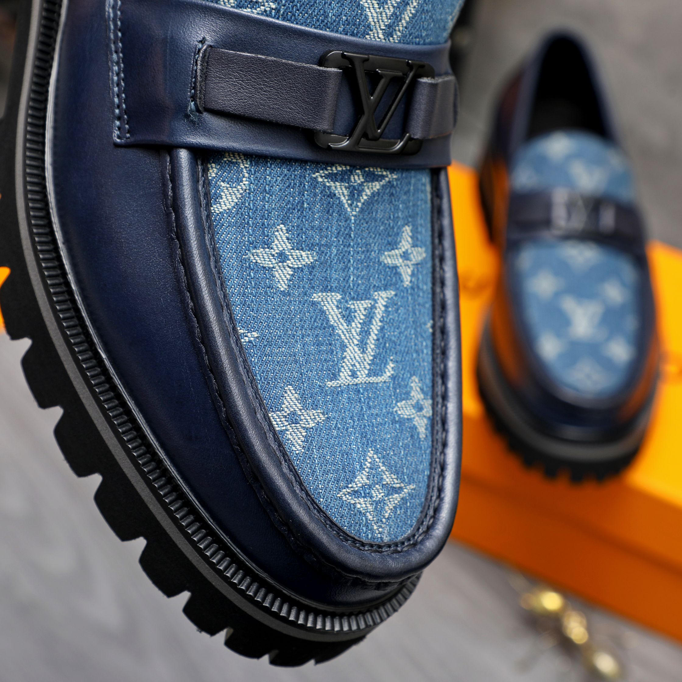 Louis Vuitton Men's Leather Loafers with Embossed Monogram Design 10 a1744097233995 0334