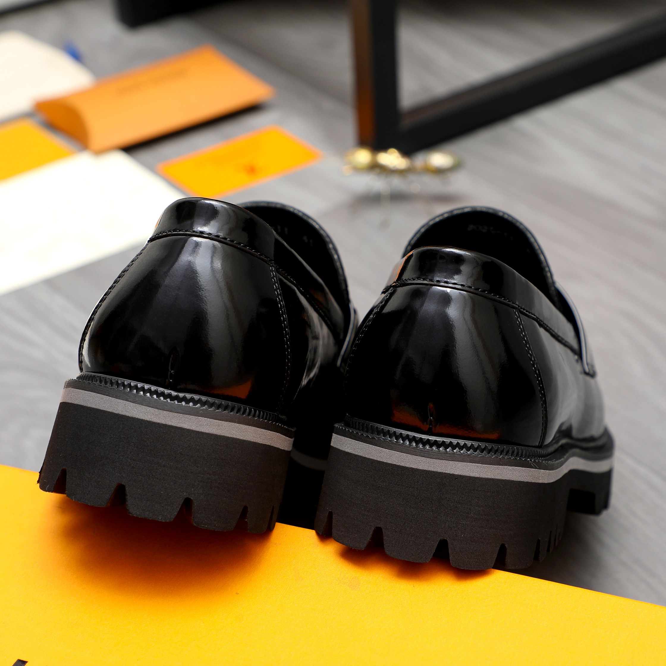 Louis Vuitton Black Leather Monogram Embossed Slip-On Loafers Shoes 10 a1744098644460 2744