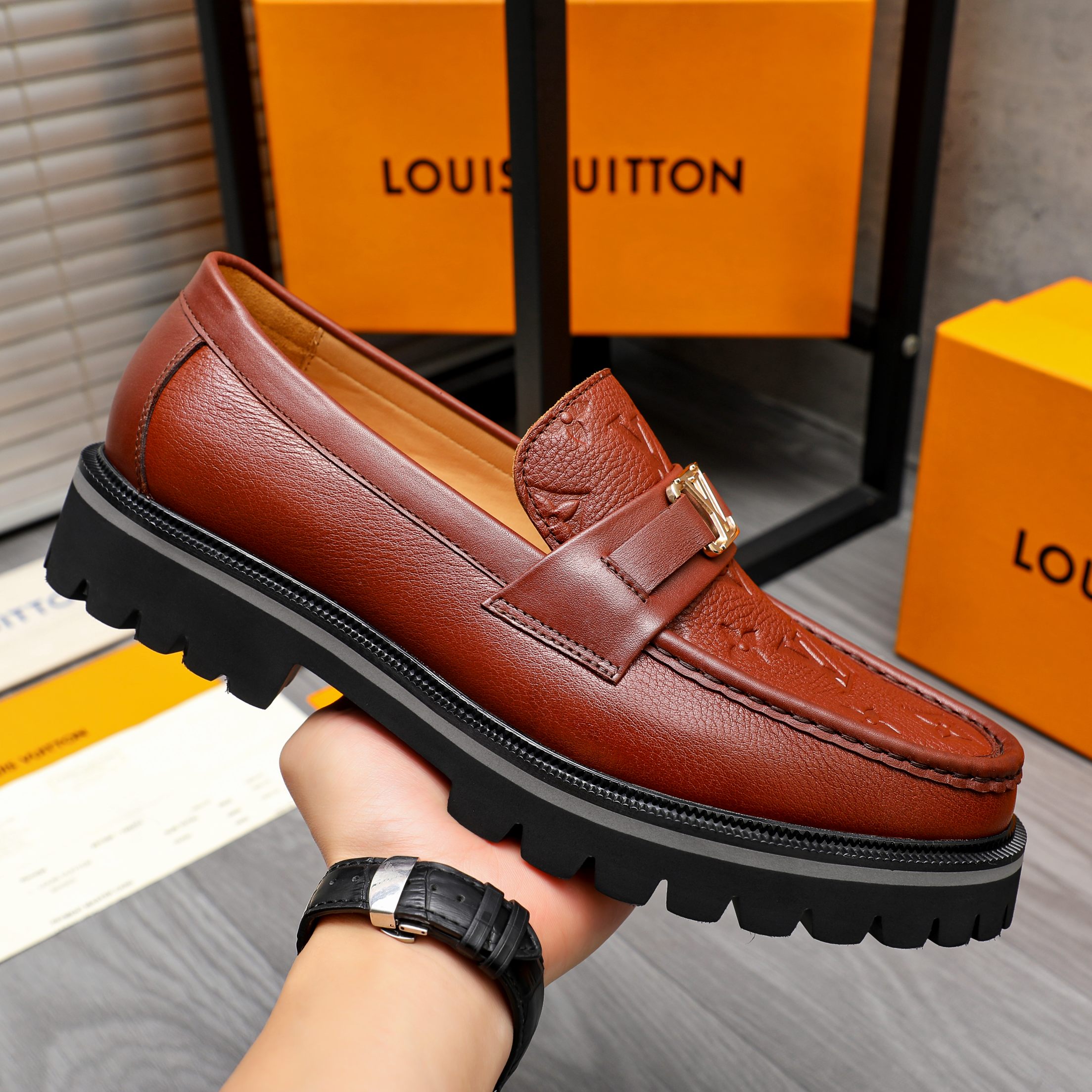 Louis Vuitton Men's Leather Loafers Slip-on Business Casual Shoes 8 a1744099062975 7607