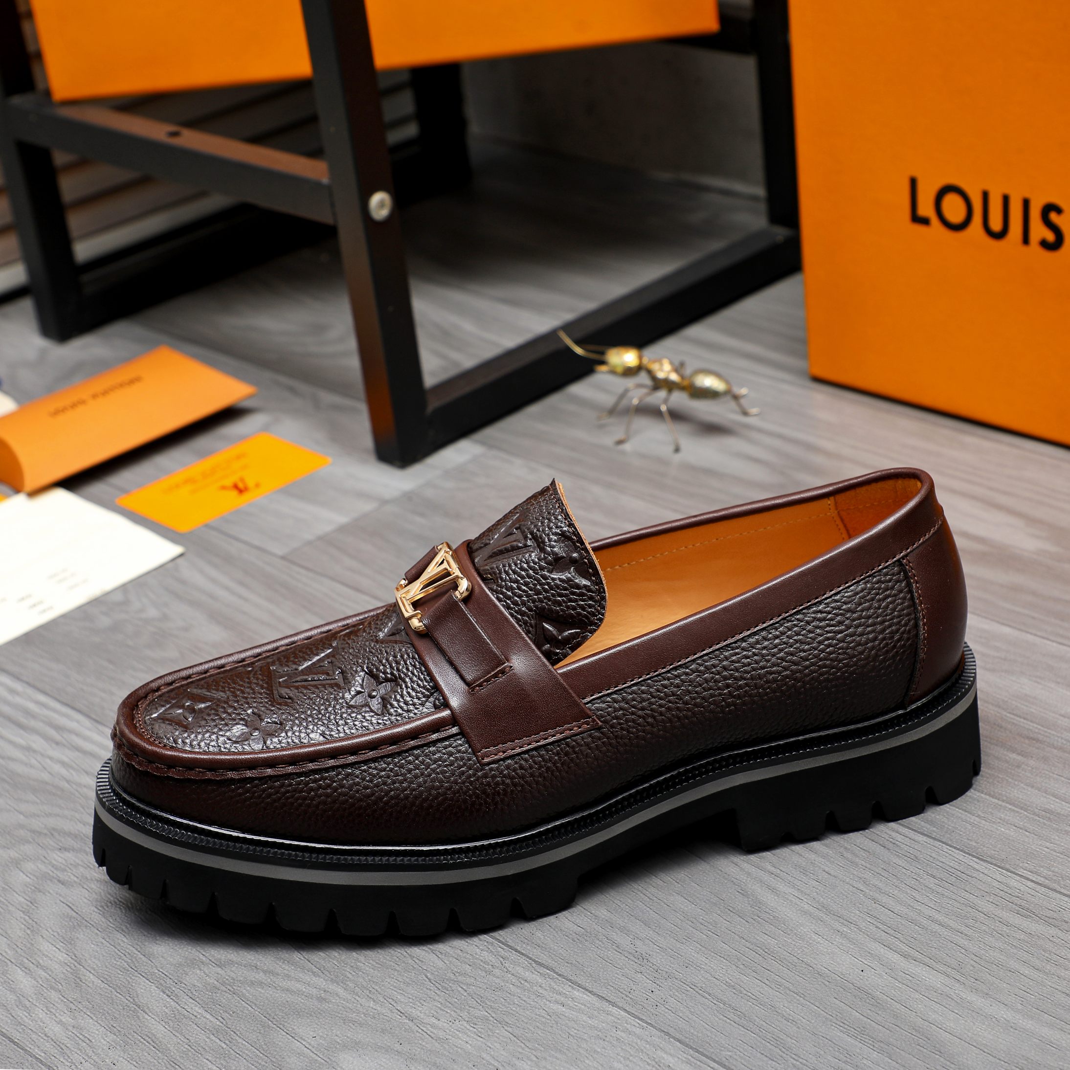 Louis Vuitton Men's Embossed Leather Loafers - Business Casual Slip-Ons 7 a1744099190061 5656