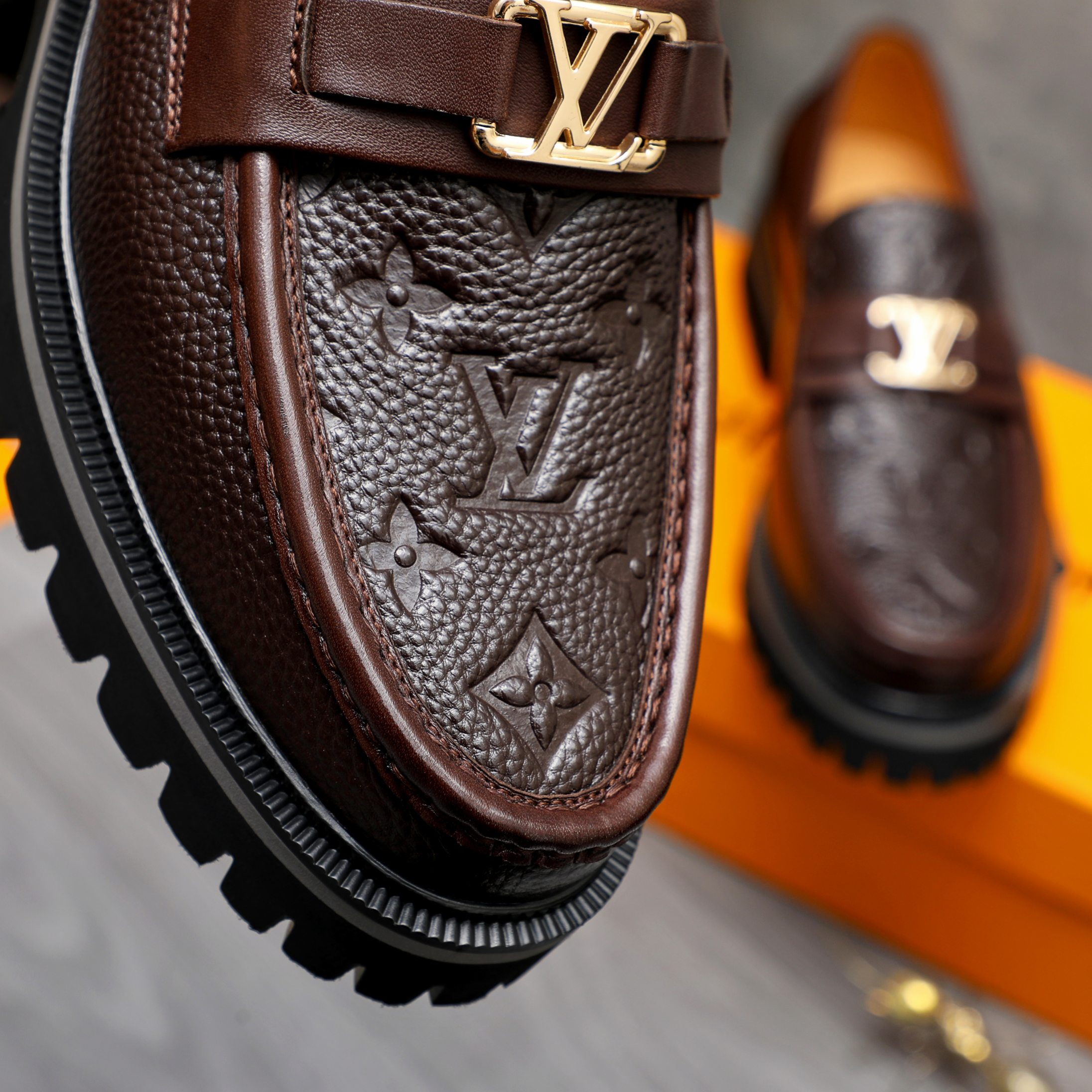 Louis Vuitton Men's Embossed Leather Loafers - Business Casual Slip-Ons 10 a1744099190066 6336