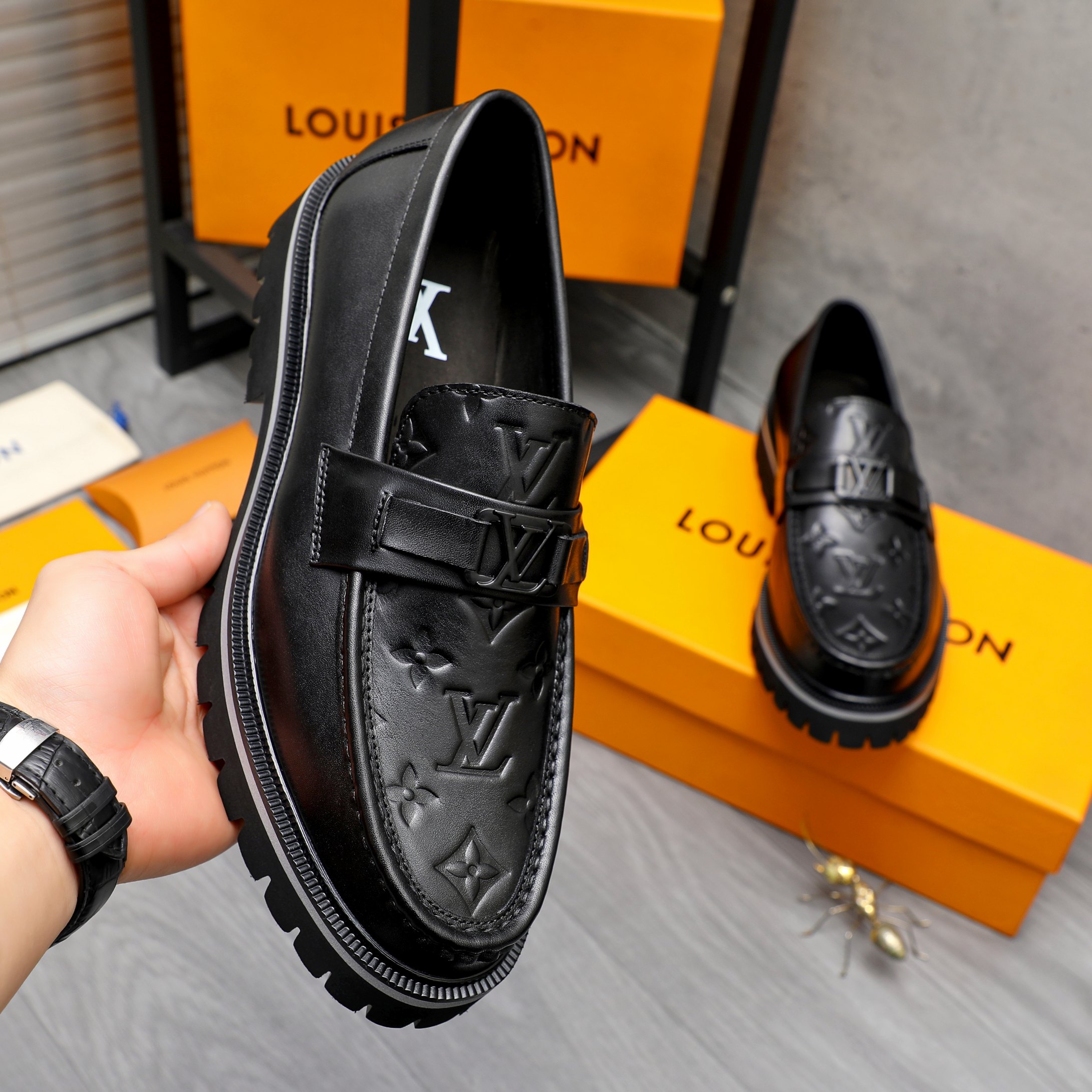 Louis Vuitton Men's Leather Loafers - Embossed Design, Comfortable Fit 6 a1744099376636 7638