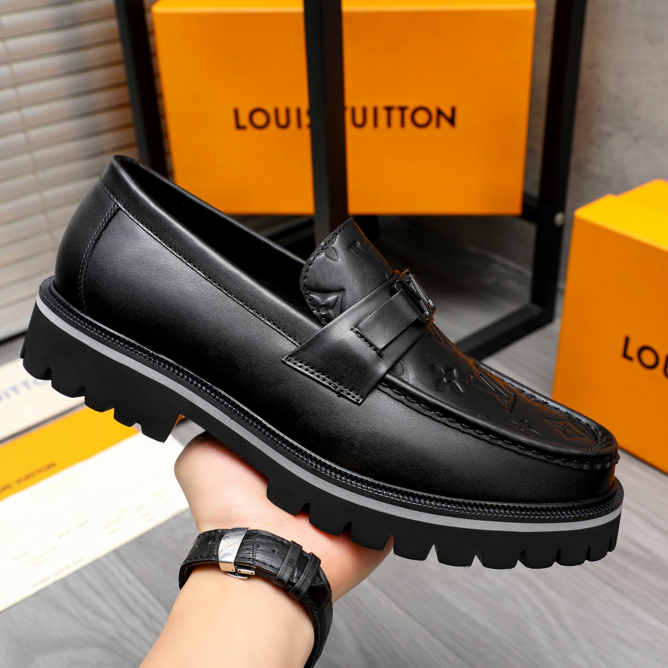Louis Vuitton Men's Leather Loafers - Embossed Design, Comfortable Fit 8 a1744099378697 2717