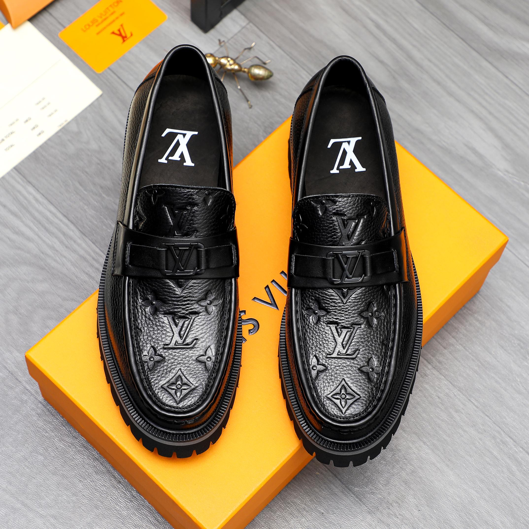 Louis Vuitton Men's Embossed Leather Loafers Business Casual Slip-Ons Size 39-44 3 a1744099573632 0664