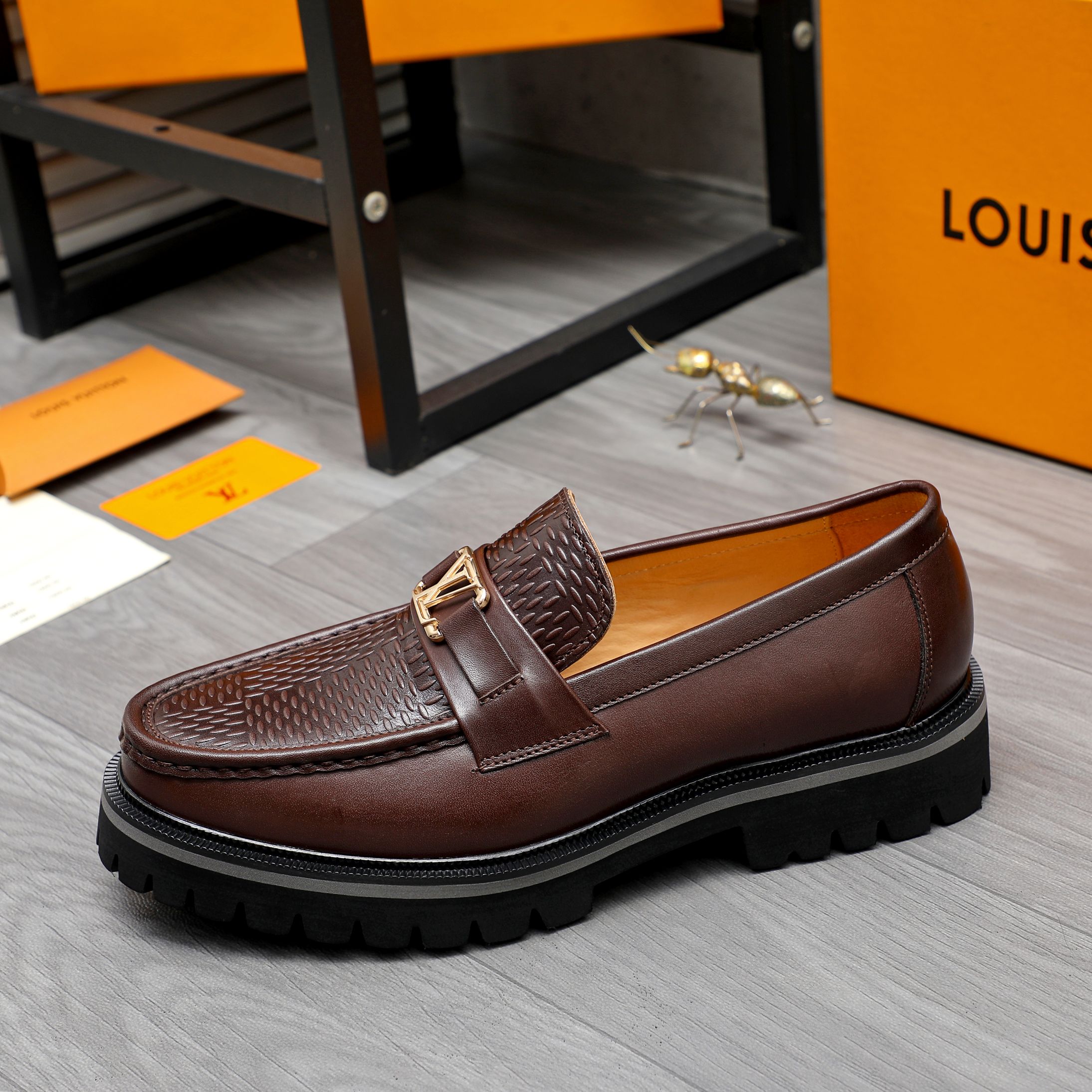 Louis Vuitton Men's Leather Loafers, Slip-On Style, Sizes 39-44 7 a1744100181092 5668