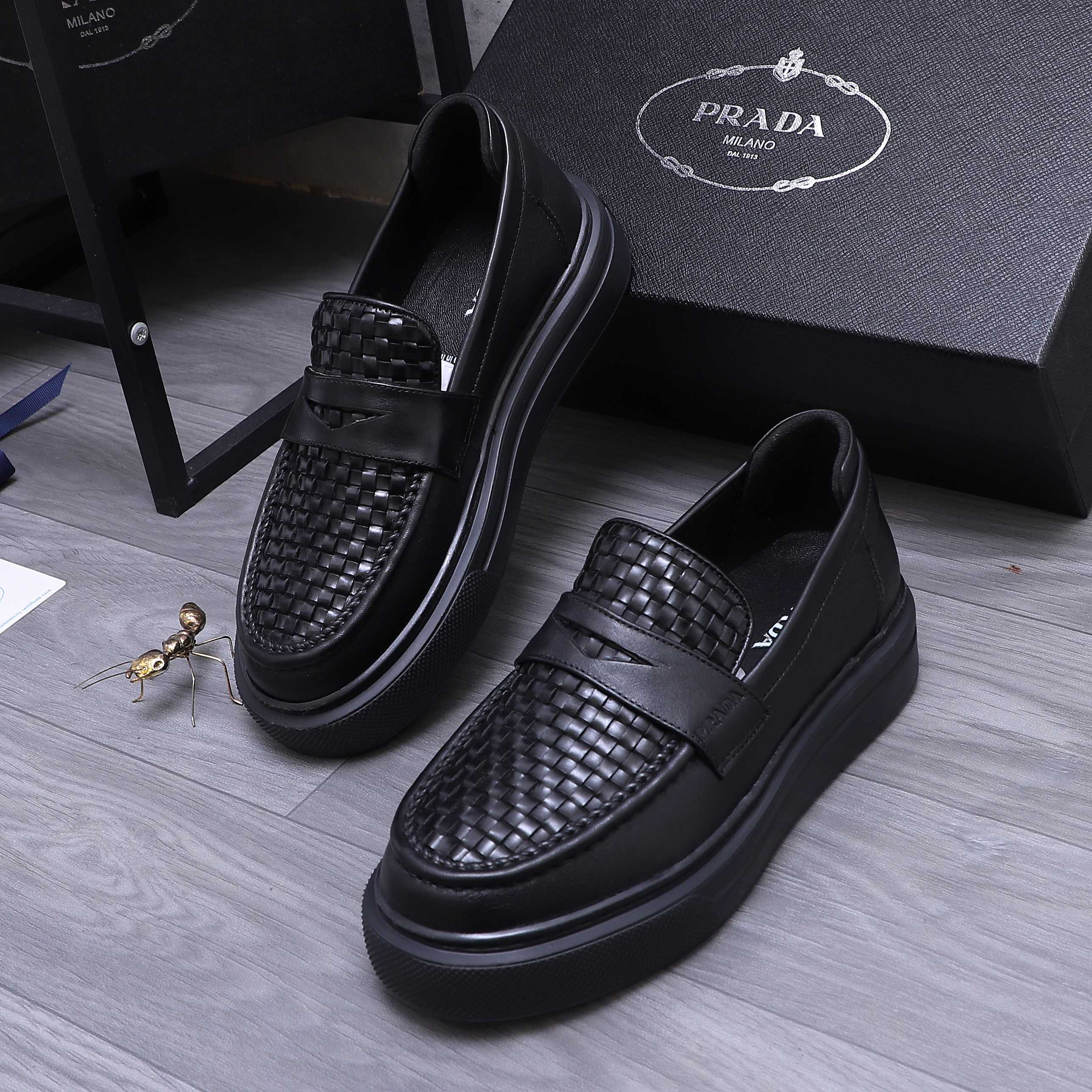 Prada Men's Leather Loafers Slip-on Dress Shoes, Size 38-44 4 a1744291347416 1785