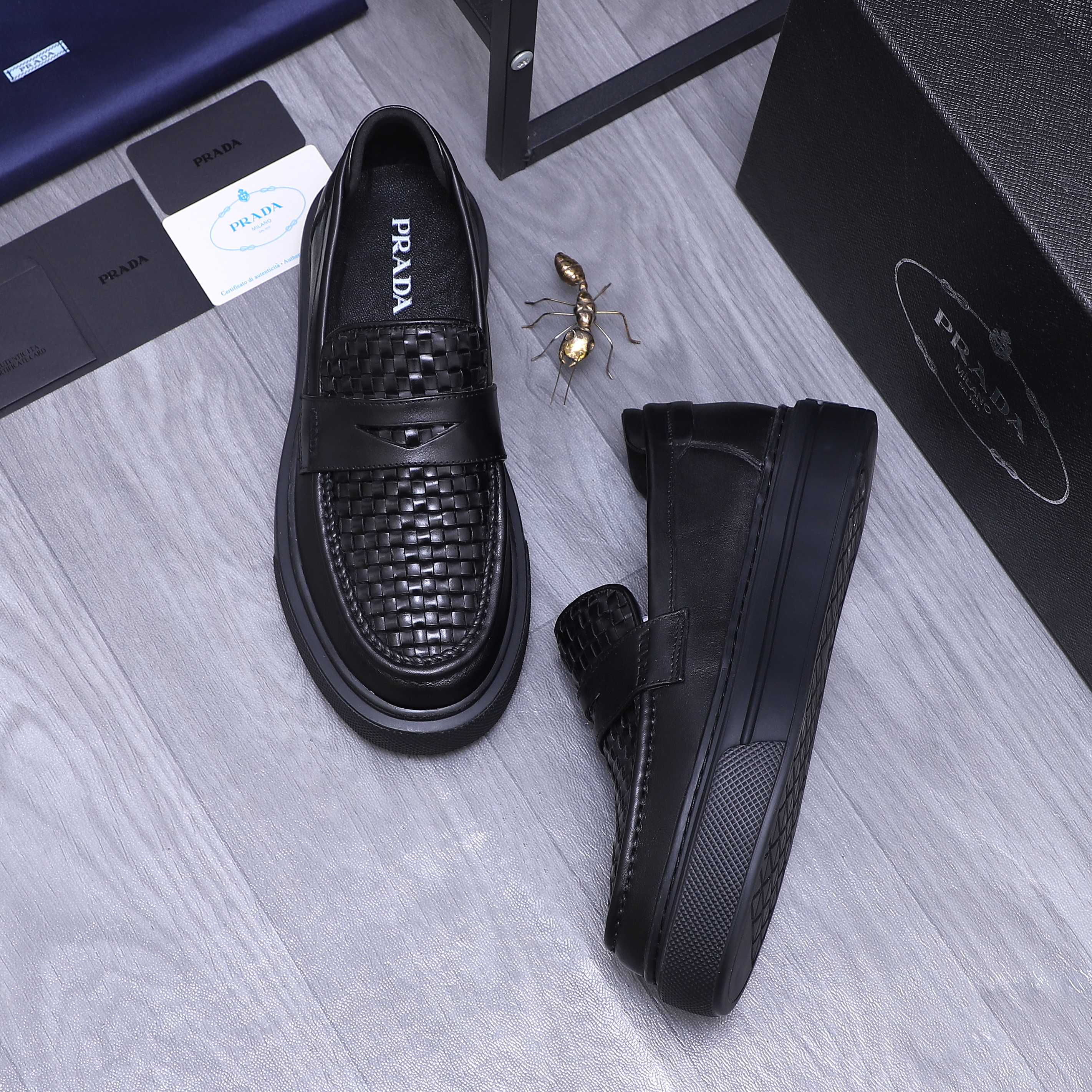 Prada Men's Leather Loafers Slip-on Dress Shoes, Size 38-44 5 a1744291347583 5247